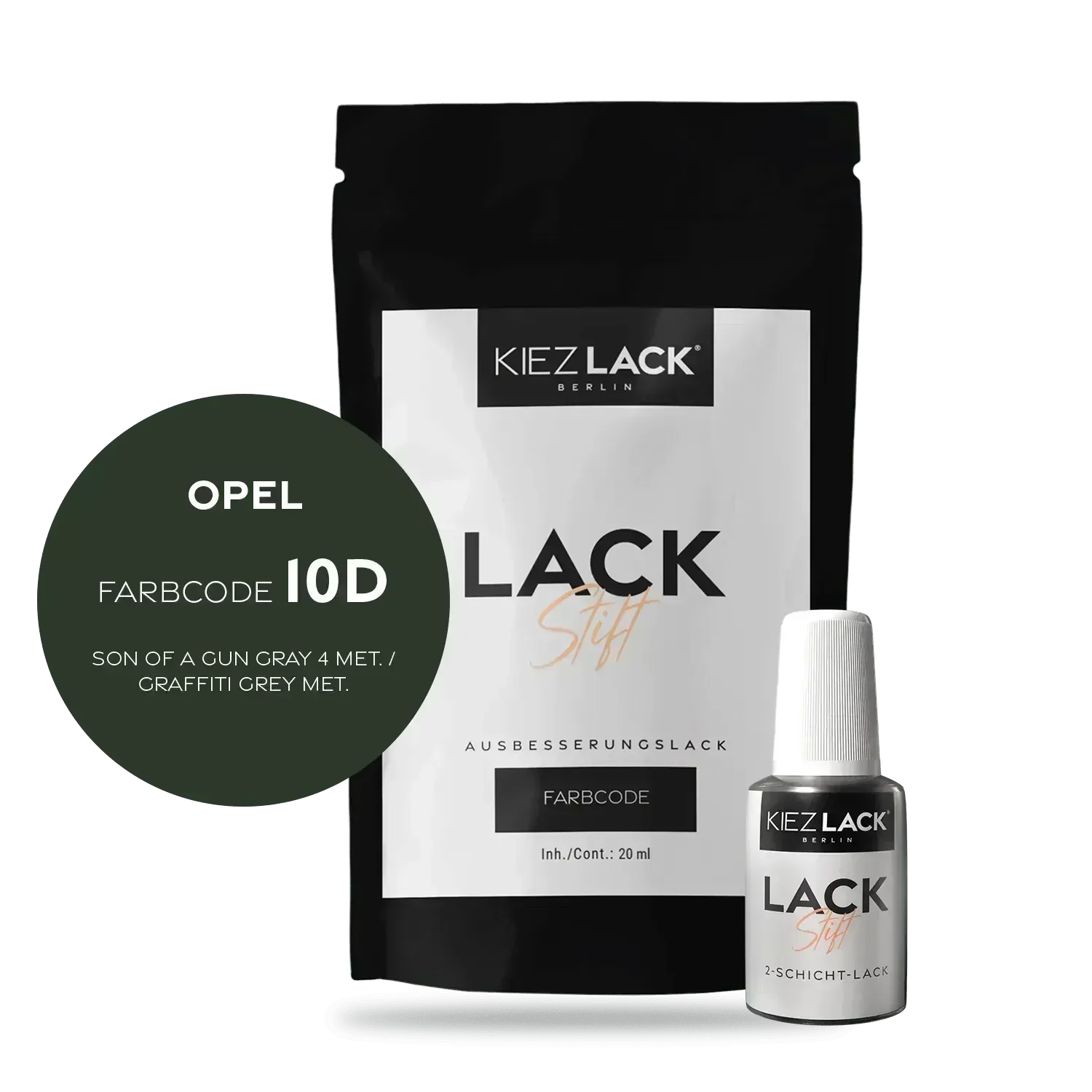 Kiezlack Lackstift Autolack Lackstift OPEL 10D SON OF A GUN GRAY 4 MET.