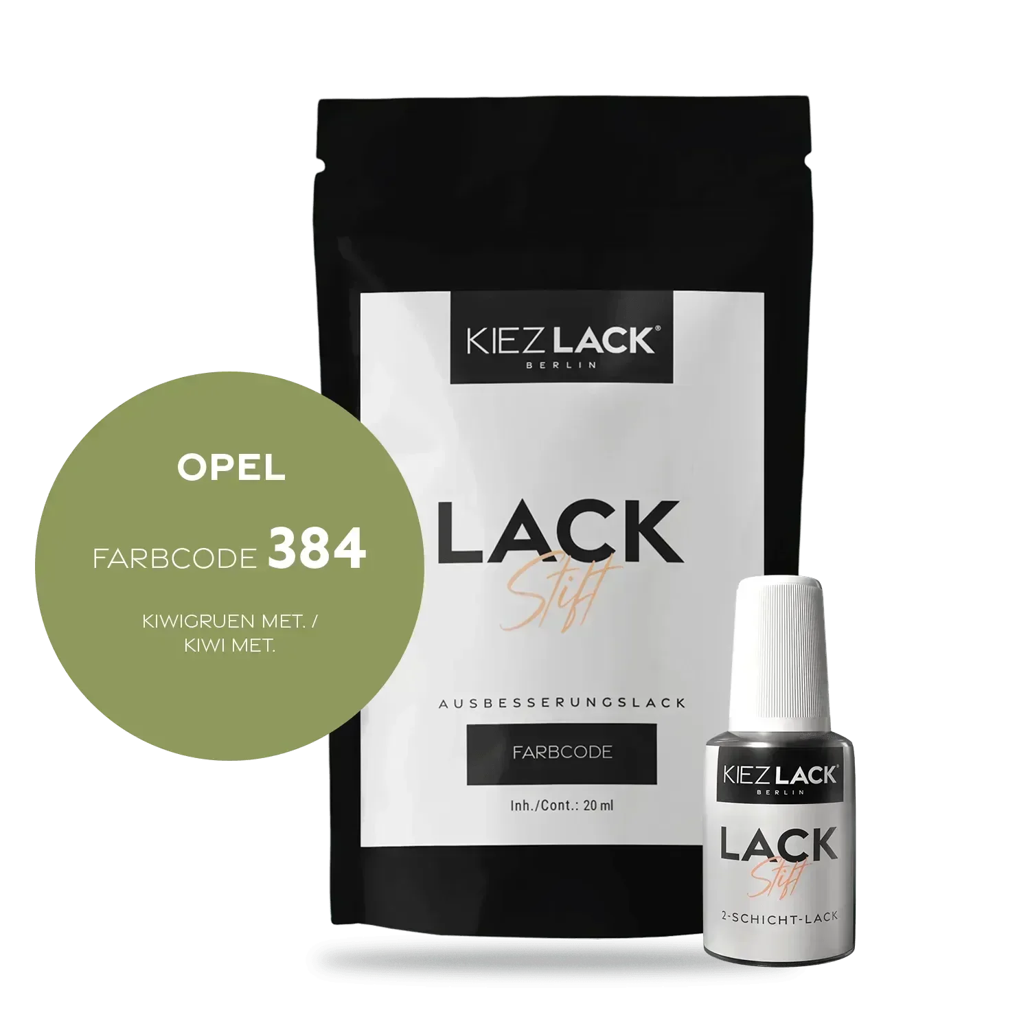 Kiezlack Lackstift Autolack Lackstift OPEL 384 KIWIGRUEN MET.
