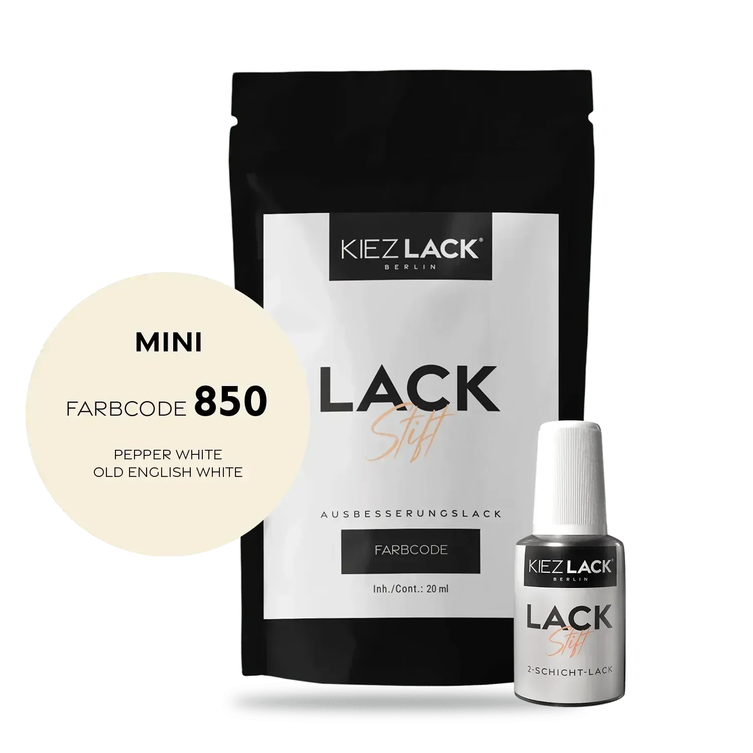 Kiezlack Lackstift Autolack Lackstift MINI 850 PEPPER WHITE