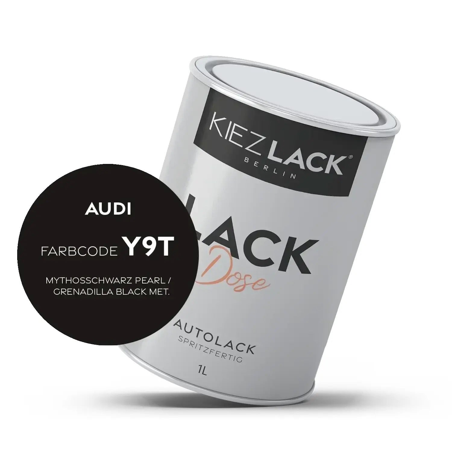 Kiezlack 1K Autolack Lackdose Basislack spritzfertig AUDI Y9B BRILLANTSCHWARZ