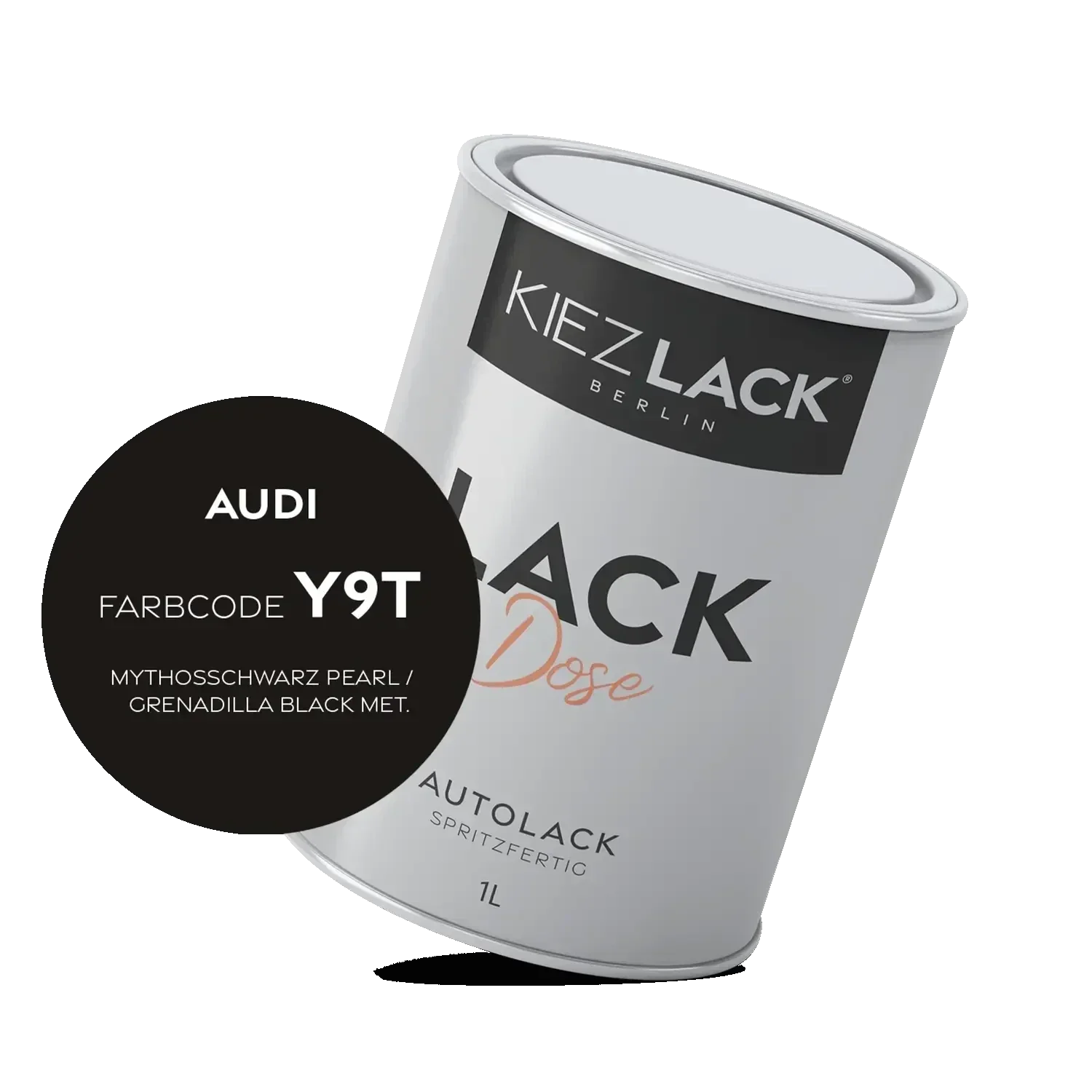 Kiezlack 1K Autolack Lackdose Basislack spritzfertig AUDI Y9T MYTHOSSCHWARZ PEARL