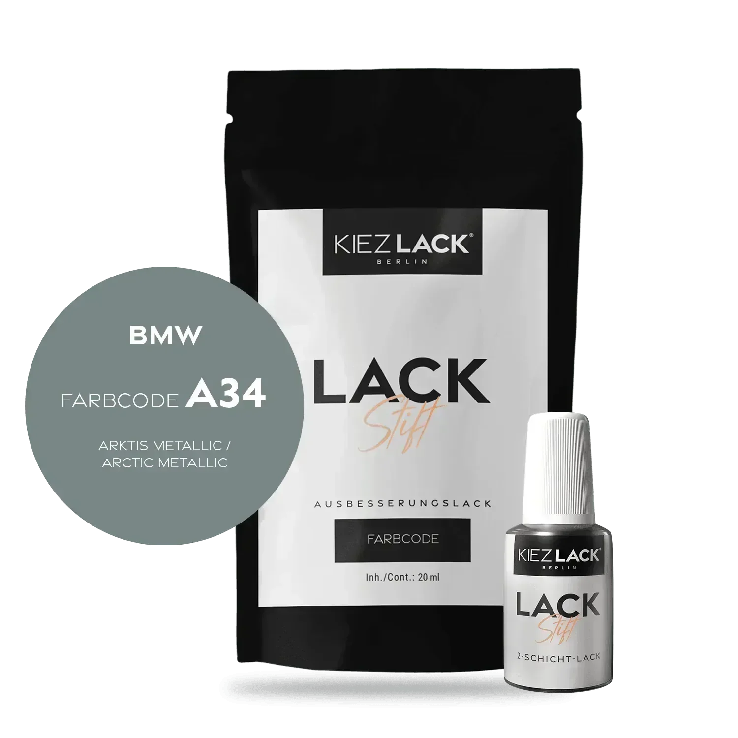 Kiezlack Lackstift Autolack Lackstift BMW A34 ARKTIS Metallic