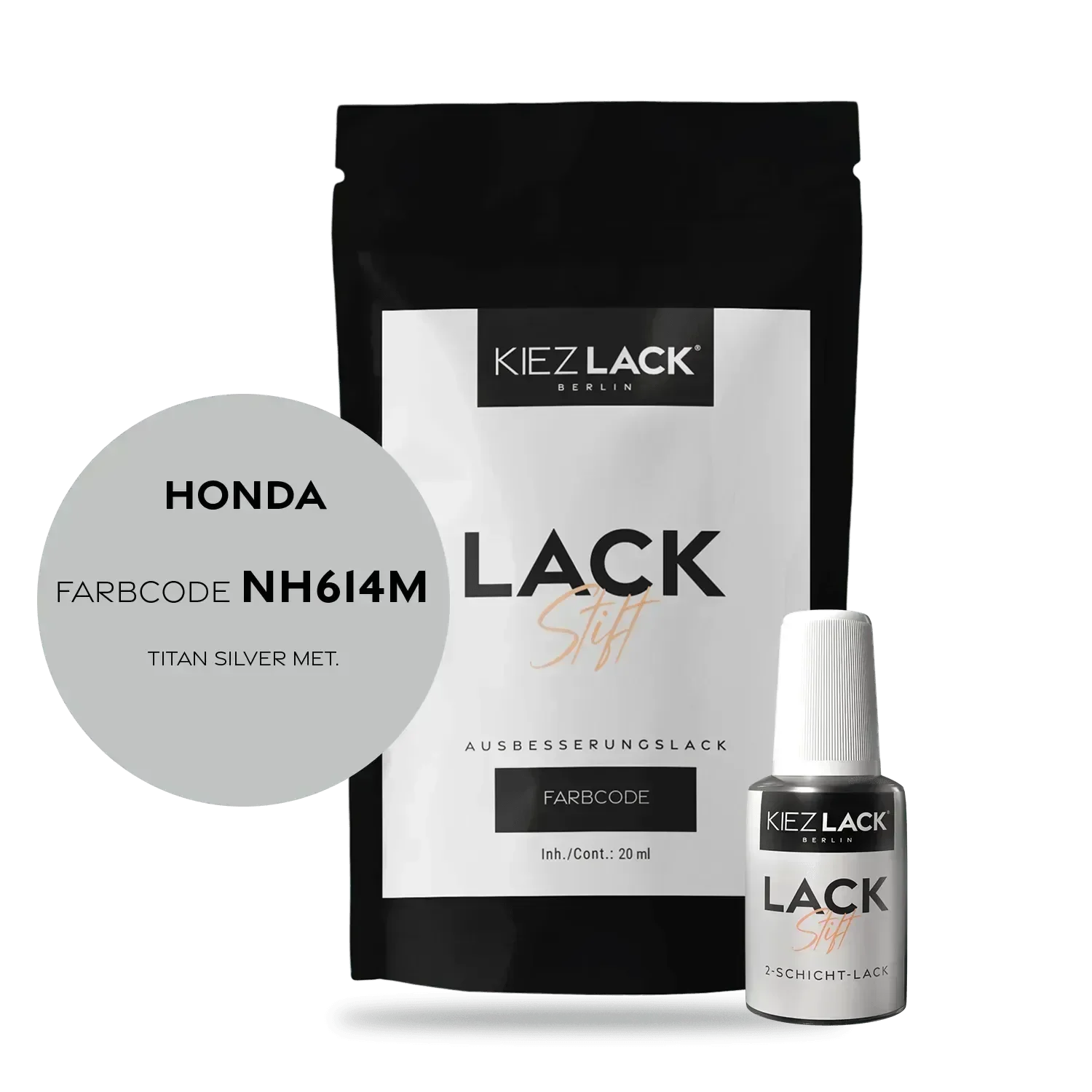 Kiezlack Lackstift Autolack Lackstift HONDA NH614M TITAN SILVER MET.