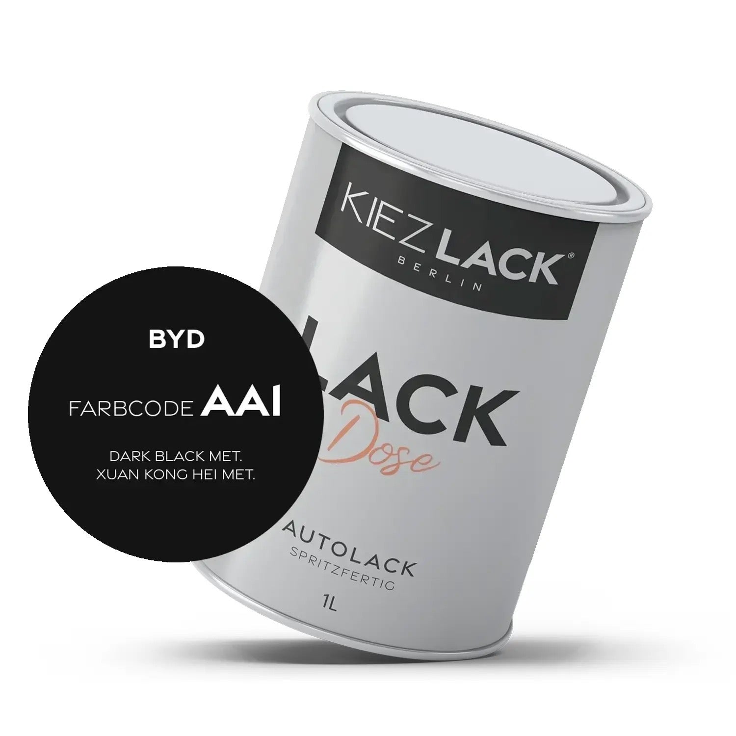 Kiezlack 1K Autolack Lackdose Basislack spritzfertig BYD AA1 DARK BLACK MET.