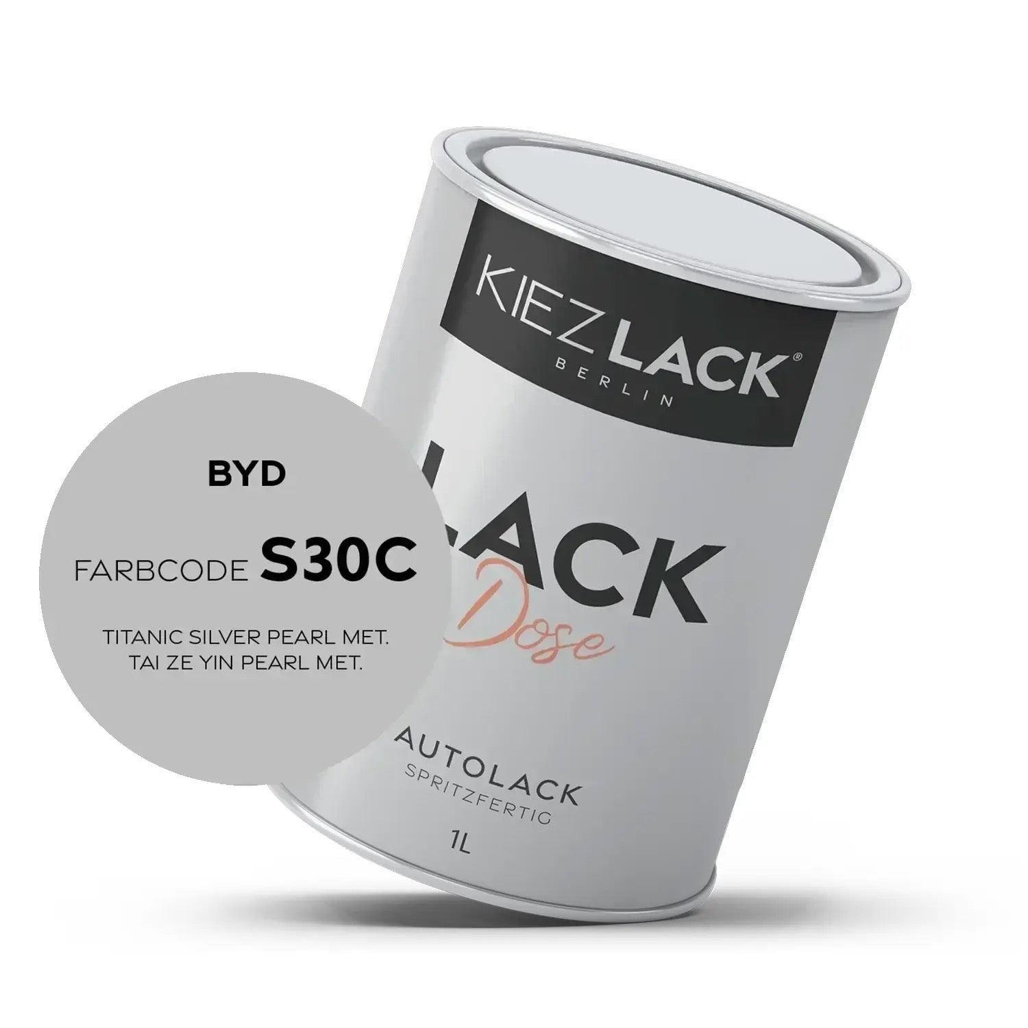Kiezlack 1K Autolack Lackdose Basislack spritzfertig BYD S30C TITANIC SILVER PEARL MET.