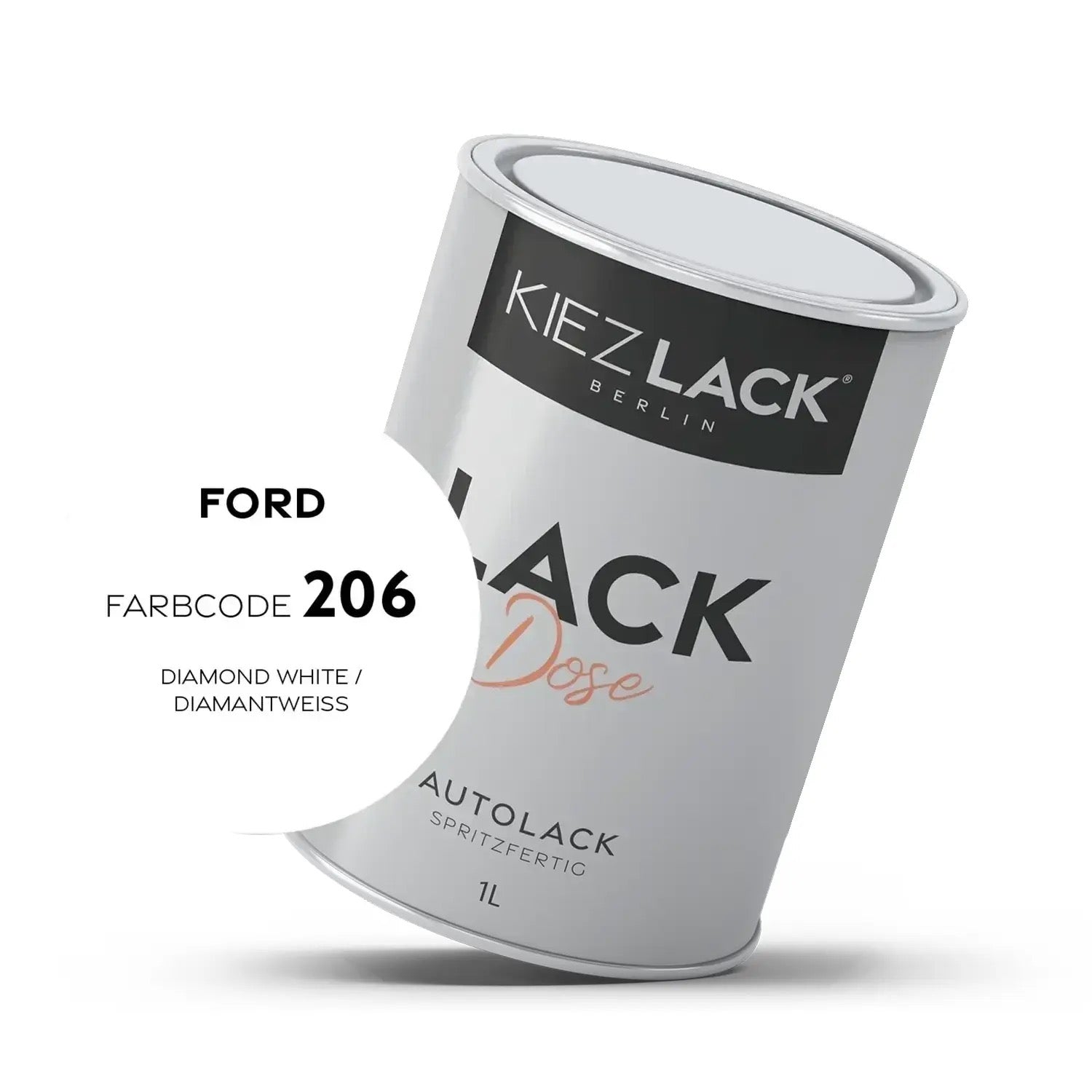 Kiezlack 1K Autolack Lackdose Basislack spritzfertig FORD 206 DIAMOND WHITE