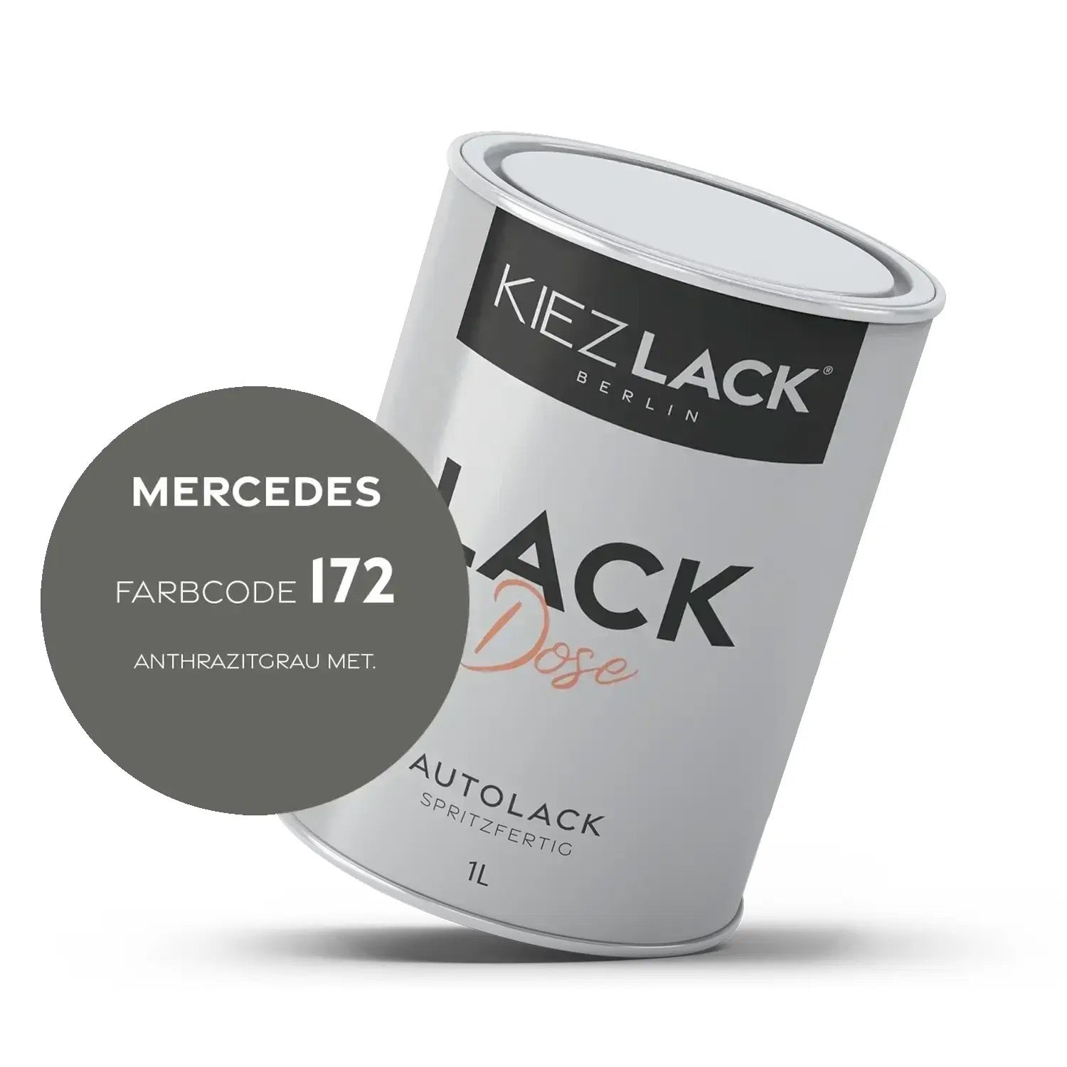 Kiezlack 1K Autolack Lackdose Basislack spritzfertig MERCEDES 172 ANTHRAZITGRAU MET.