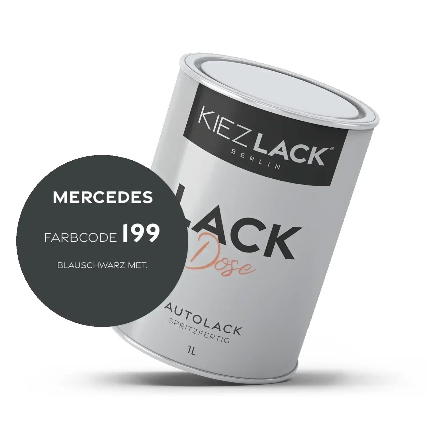 Kiezlack 1K Autolack Lackdose Basislack spritzfertig MERCEDES 199 BLAUSCHWARZ MET.