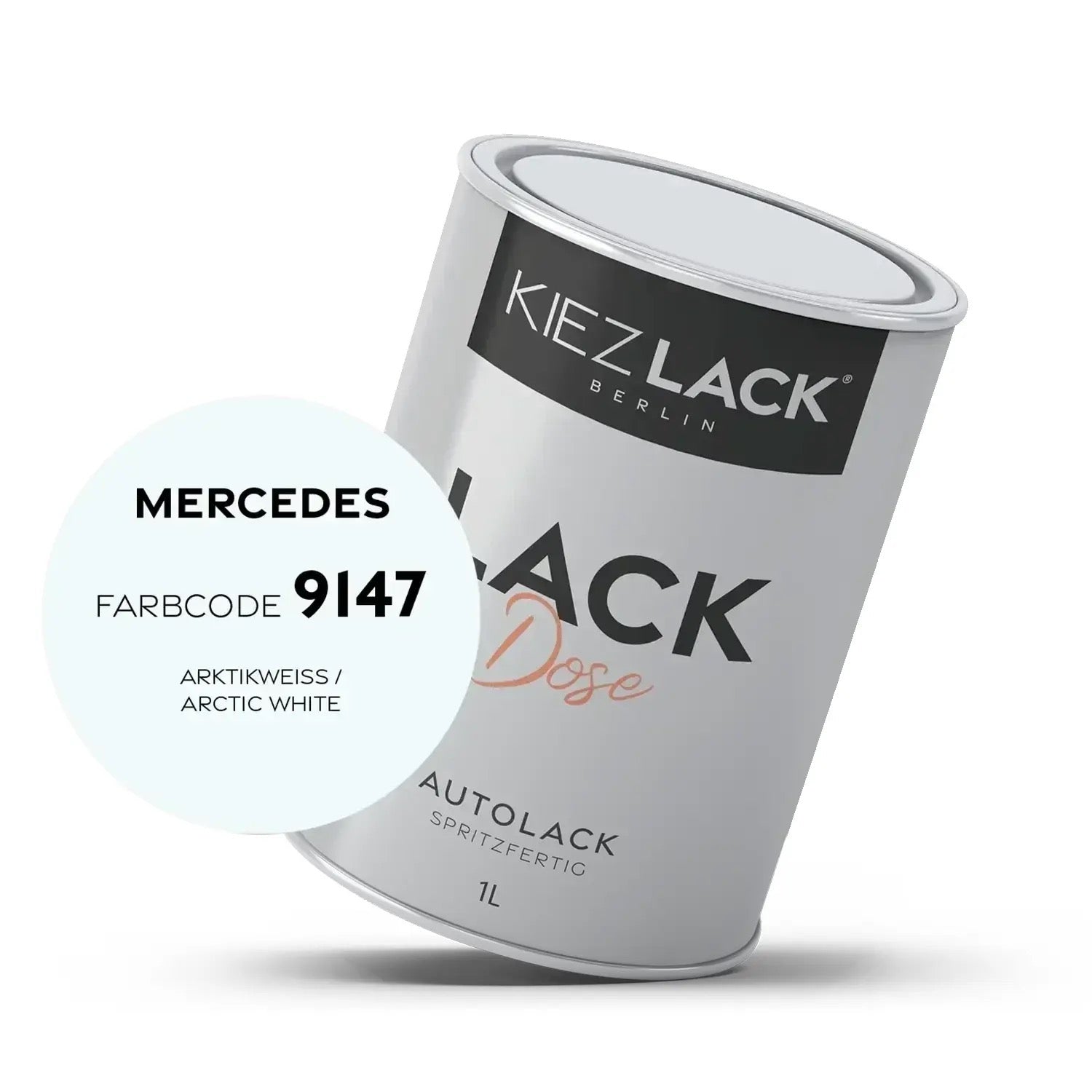 Kiezlack 1K Autolack Lackdose Basislack spritzfertig MERCEDES 9147 ARKTIKWEISS