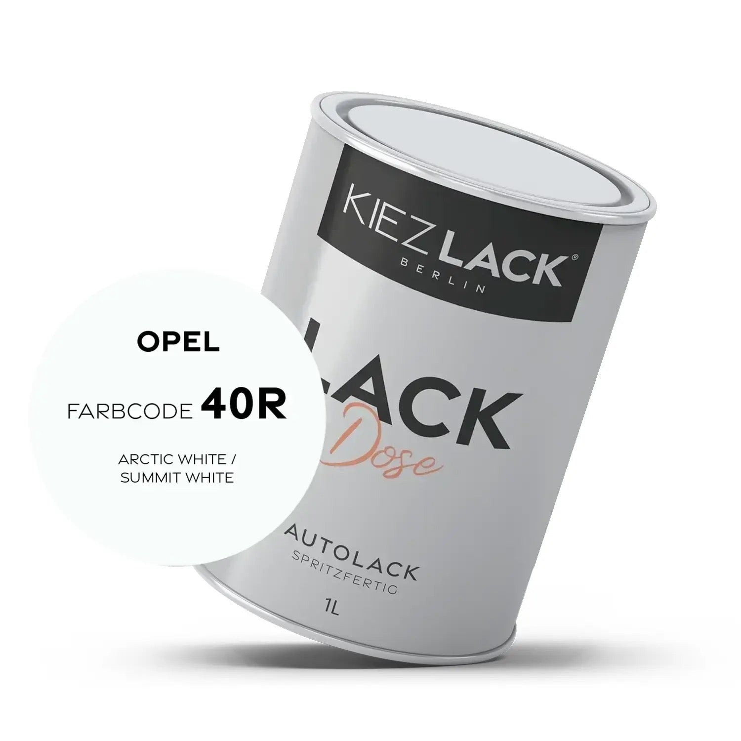 Kiezlack 1K Autolack Lackdose Basislack spritzfertig OPEL 40R ARCTIC WHITE