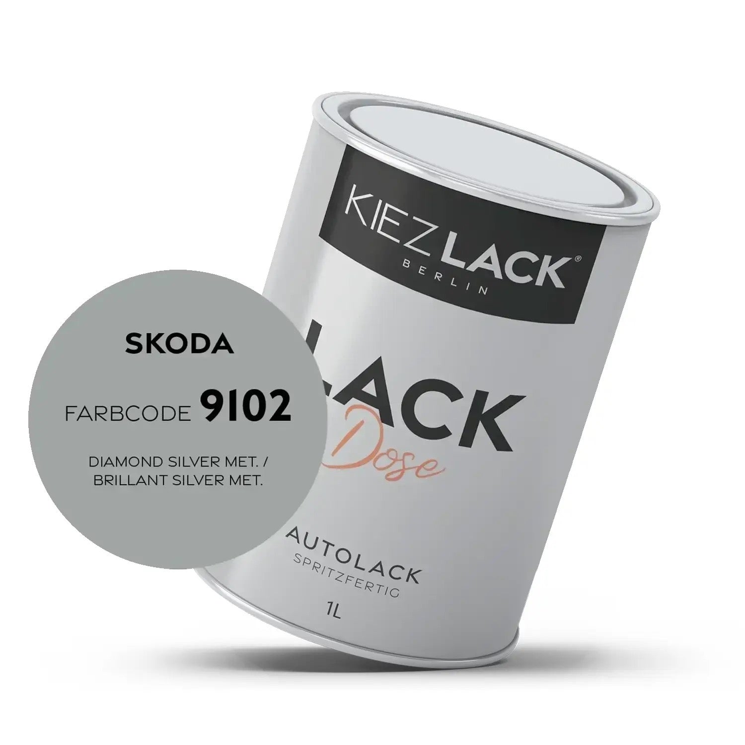 Kiezlack 1K Autolack Lackdose Basislack spritzfertig Skoda 9102 DIAMOND SILVER MET.