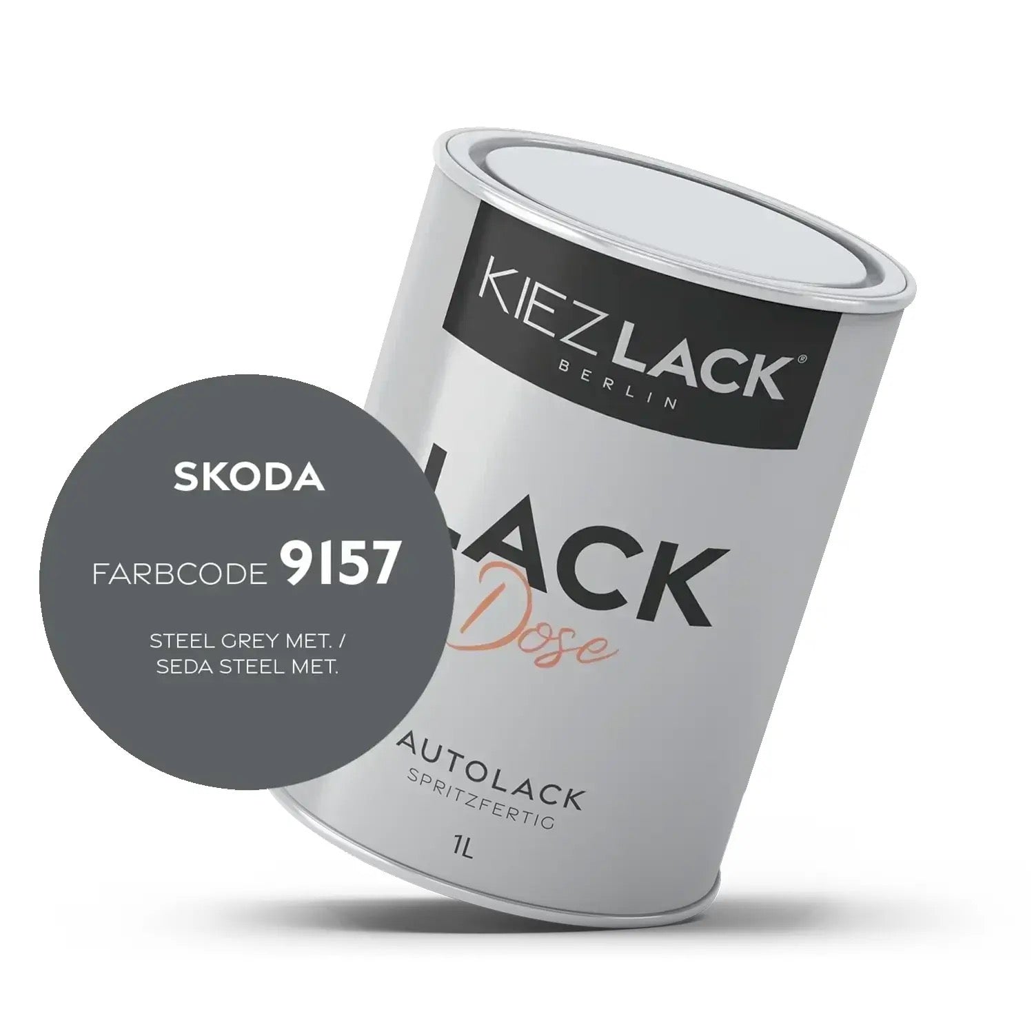 Kiezlack 1K Autolack Lackdose Basislack spritzfertig Skoda 9157 STEEL GREY MET.