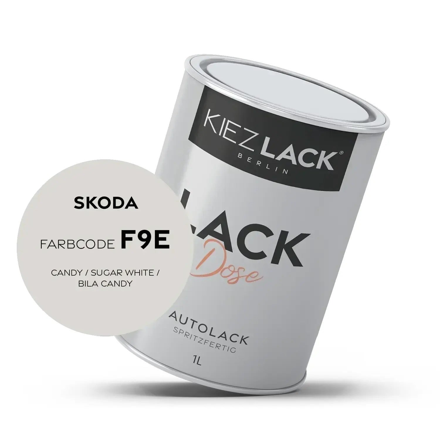 Kiezlack 1K Autolack Lackdose Basislack spritzfertig Skoda F9E CANDY / SUGAR WHITE