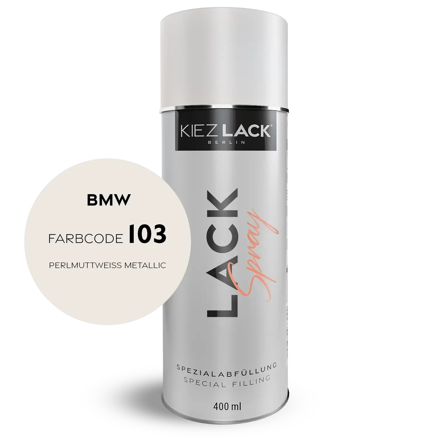 Kiezlack 1K Motorradlack Spraydose BMW 103 PERLMUTTWEISS METALLIC
