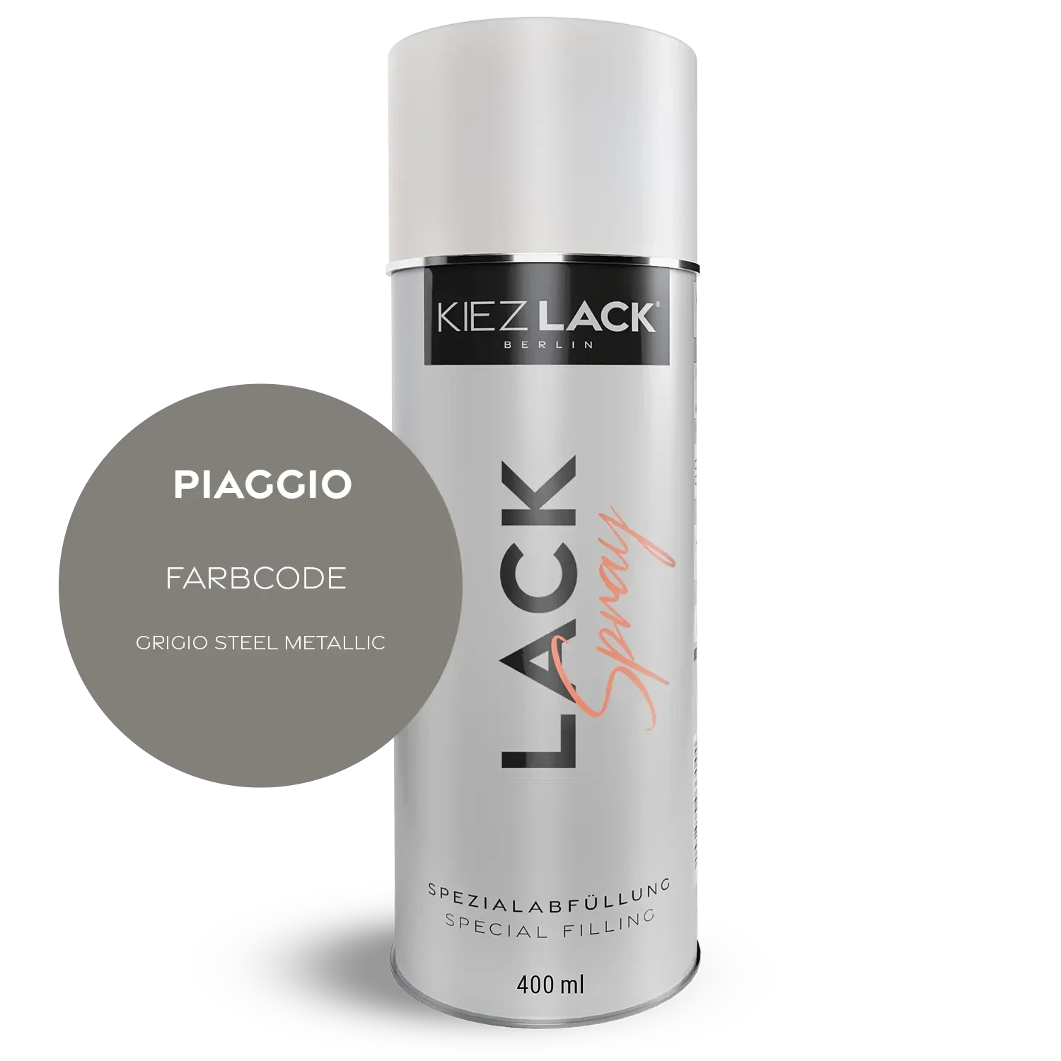Kiezlack 1K Motorradlack Spraydose Piaggio 729 GRIGIO STEEL METALLIC