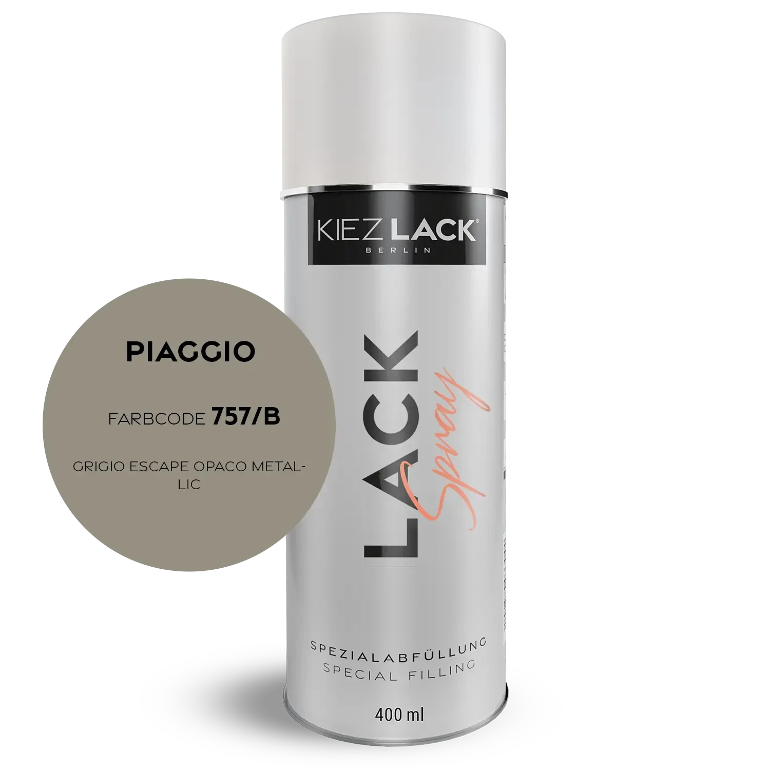 Kiezlack 1K Motorradlack Spraydose Piaggio 757/B GRIGIO ESCAPE OPACO METALLIC
