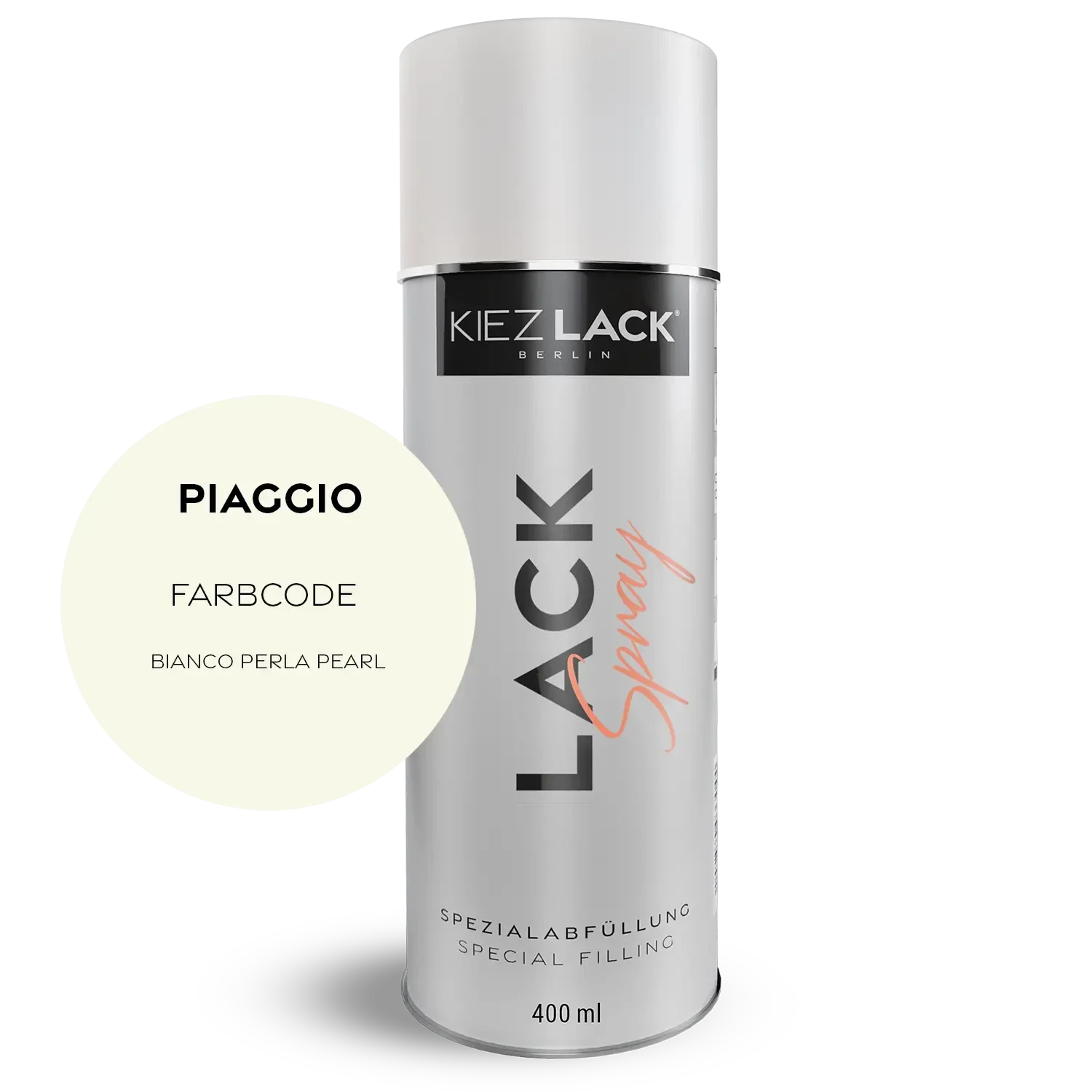 Kiezlack 1K Motorradlack Spraydose Piaggio 566 BIANCO PERLA PEARL