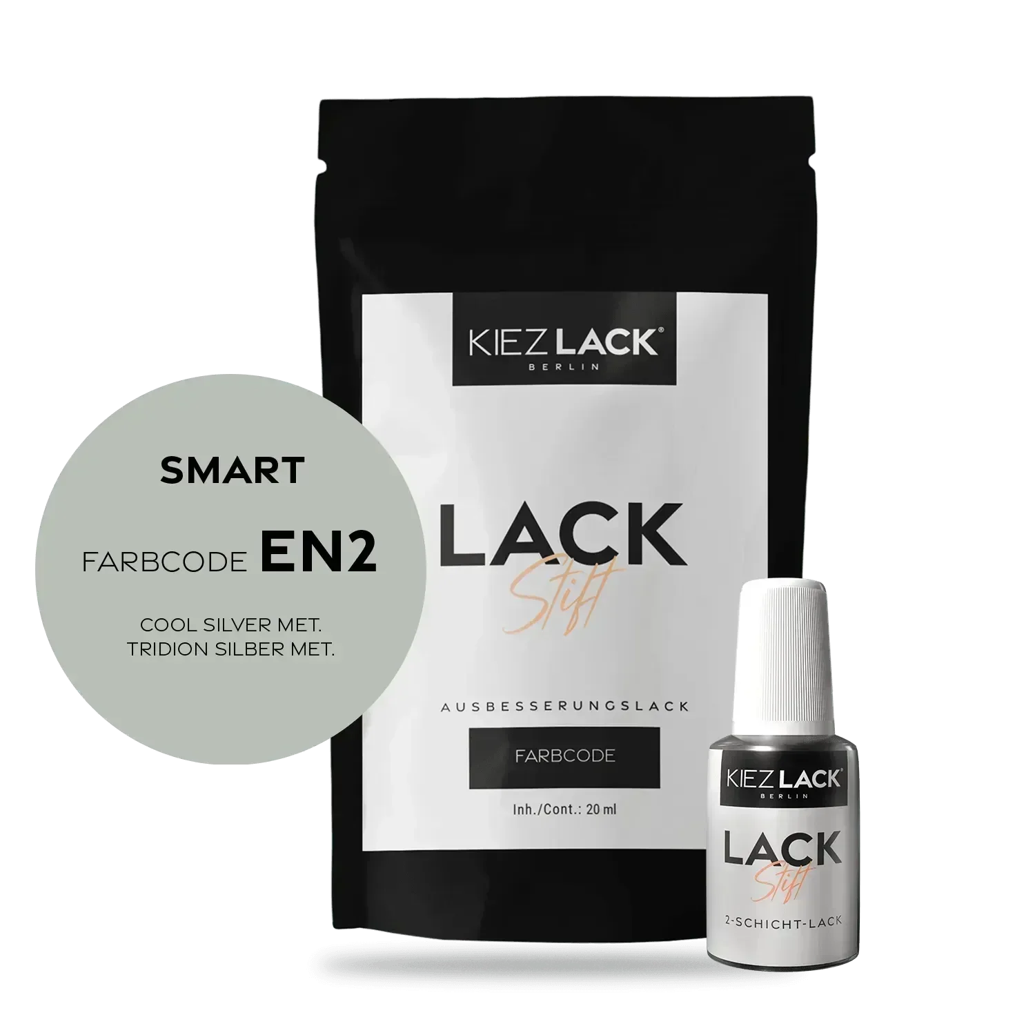 Kiezlack Lackstift Autolack Lackstift SMART EN2 COOL SILVER MET.