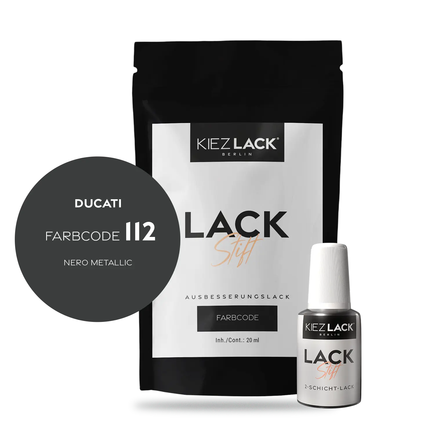 Kiezlack Motorradlack Lackstift Ducati 107 NERO METALLIC