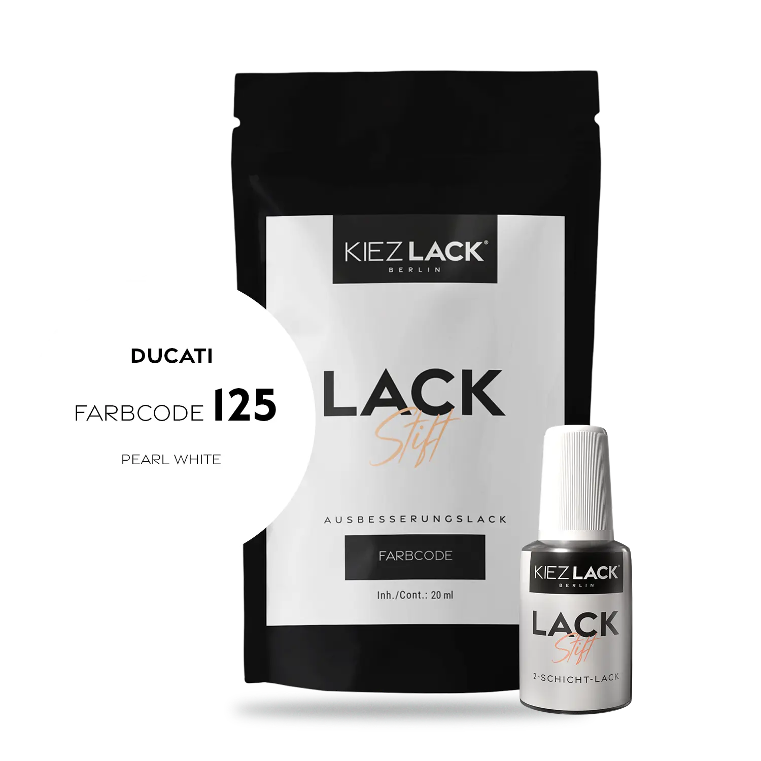 Kiezlack Motorradlack Lackstift Ducati 118 PEARL WHITE
