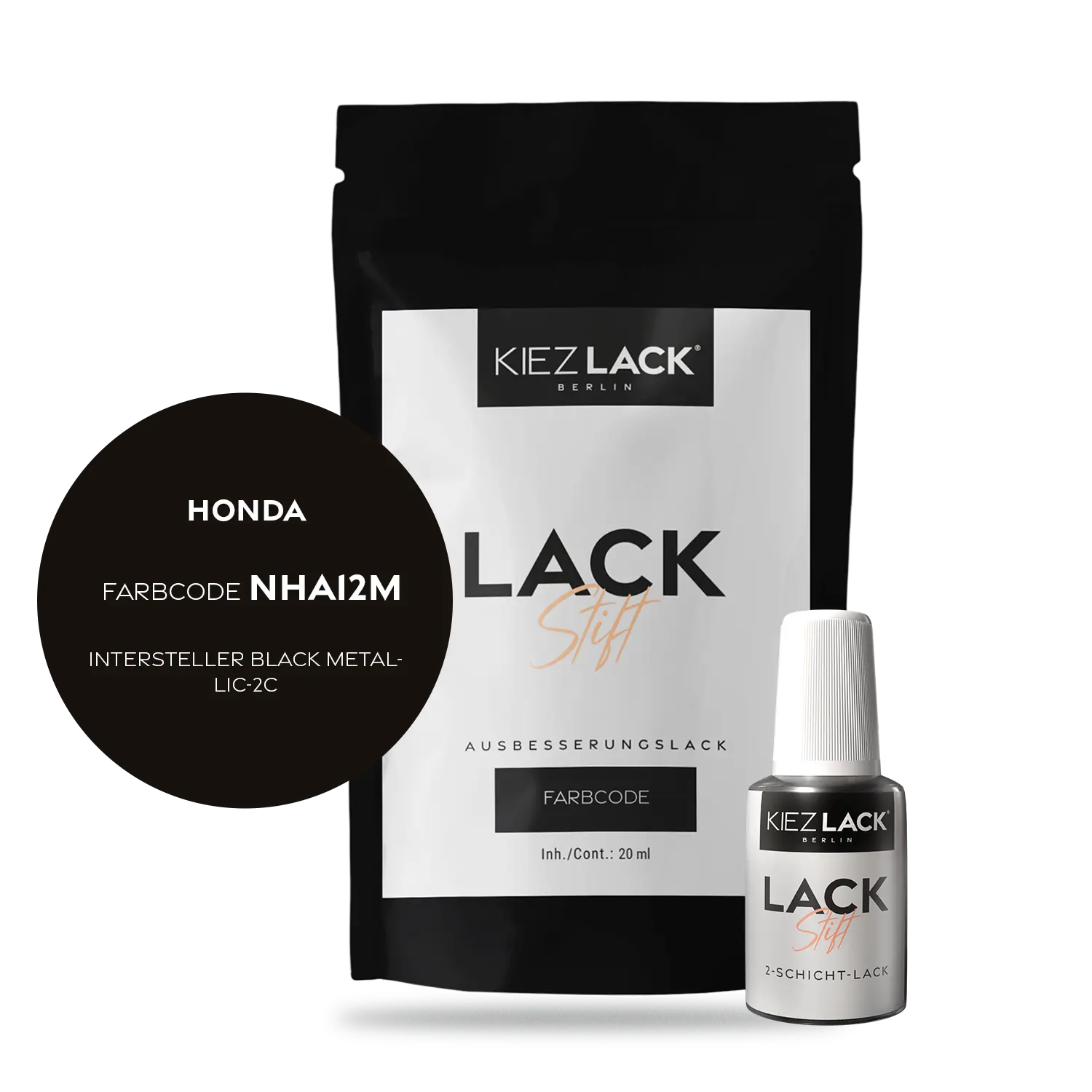 Kiezlack Motorradlack Lackstift Honda NHA12M INTERSTELLER BLACK METALLIC-2C