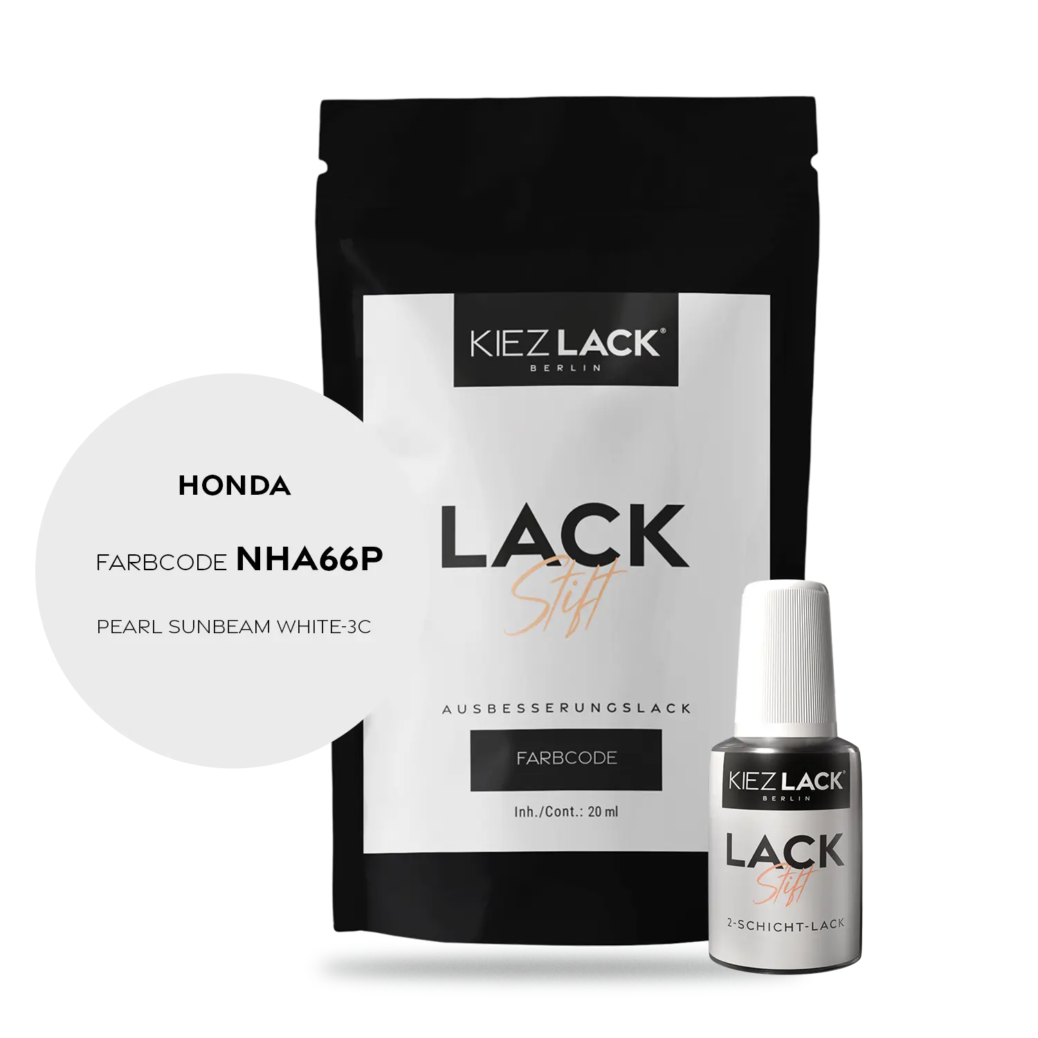 Kiezlack Motorradlack Lackstift Honda NHA66P PEARL SUNBEAM WHITE-3C