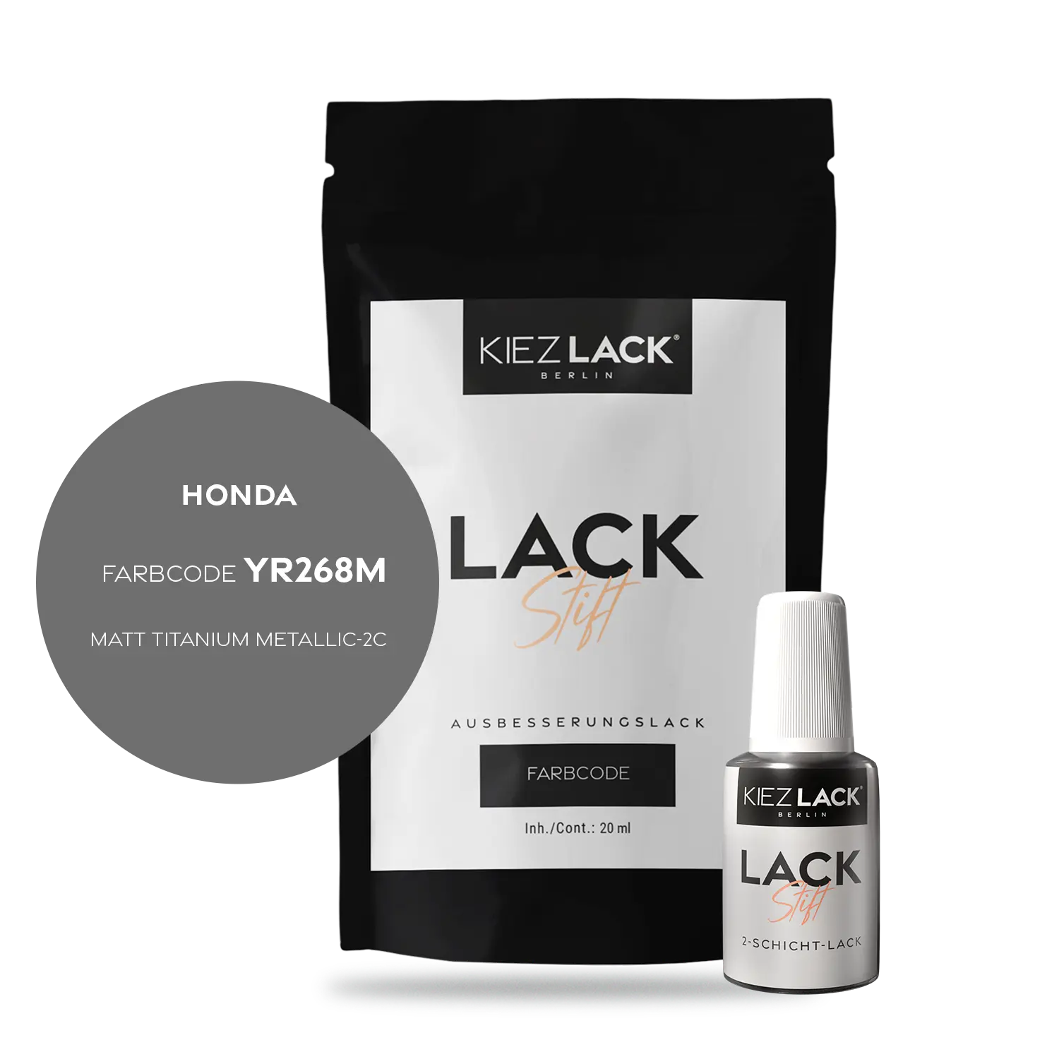 Kiezlack Motorradlack Lackstift Honda YR268M MATT TITANIUM METALLIC-2C