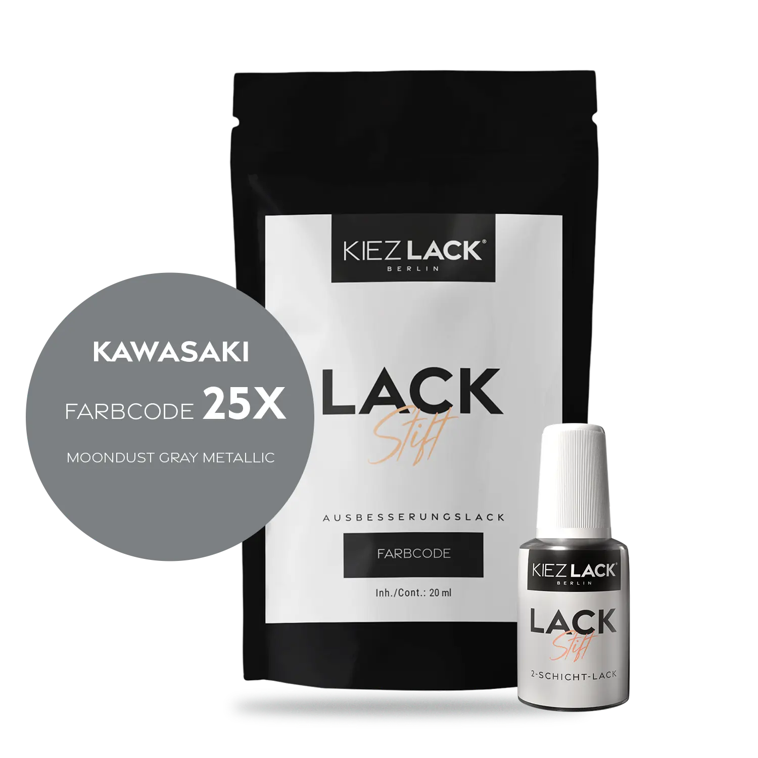 Kiezlack Motorradlack Lackstift Kawasaki 183 MOONDUST GRAY METALLIC