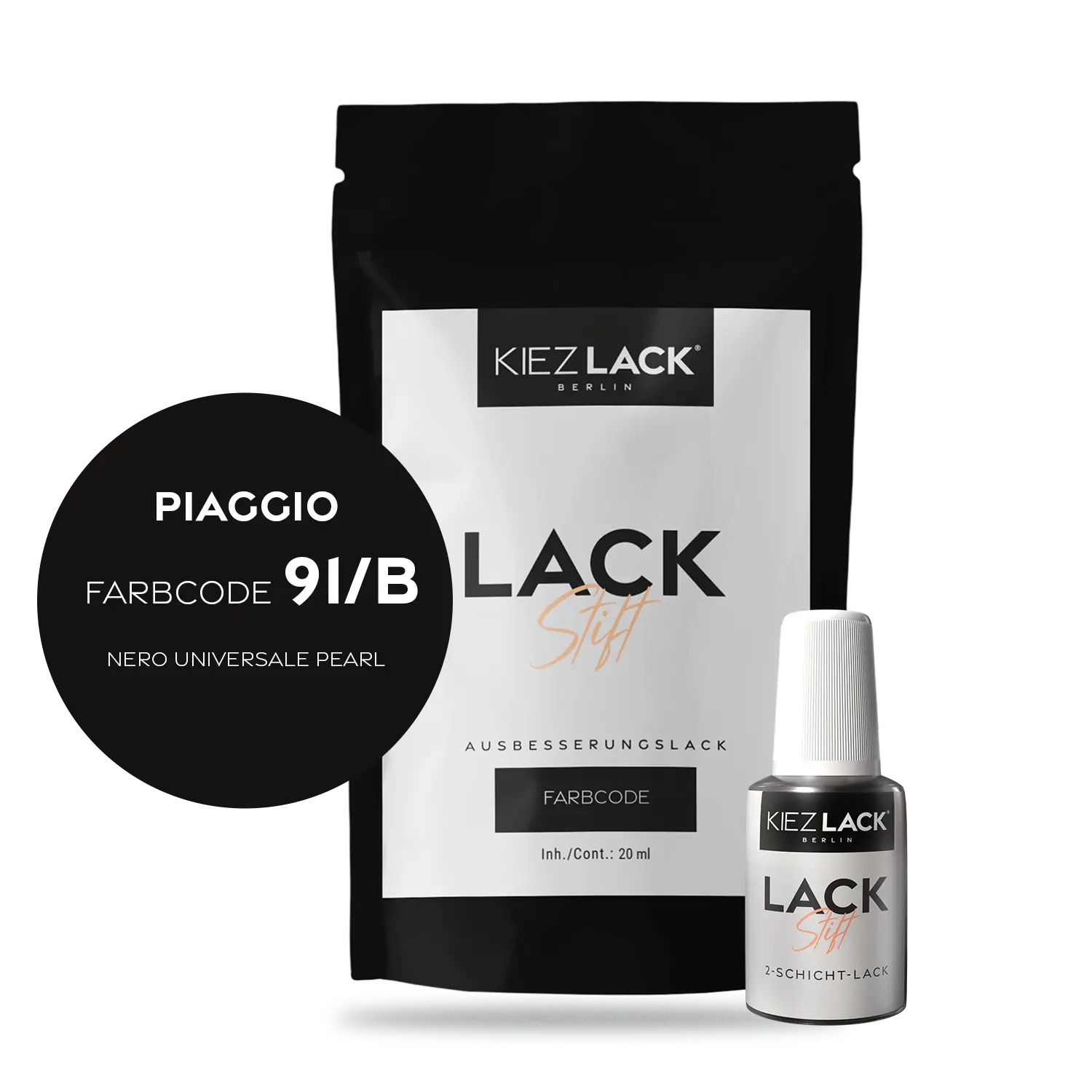 Kiezlack Motorradlack Lackstift Piaggio 91/B NERO UNIVERSALE PEARL
