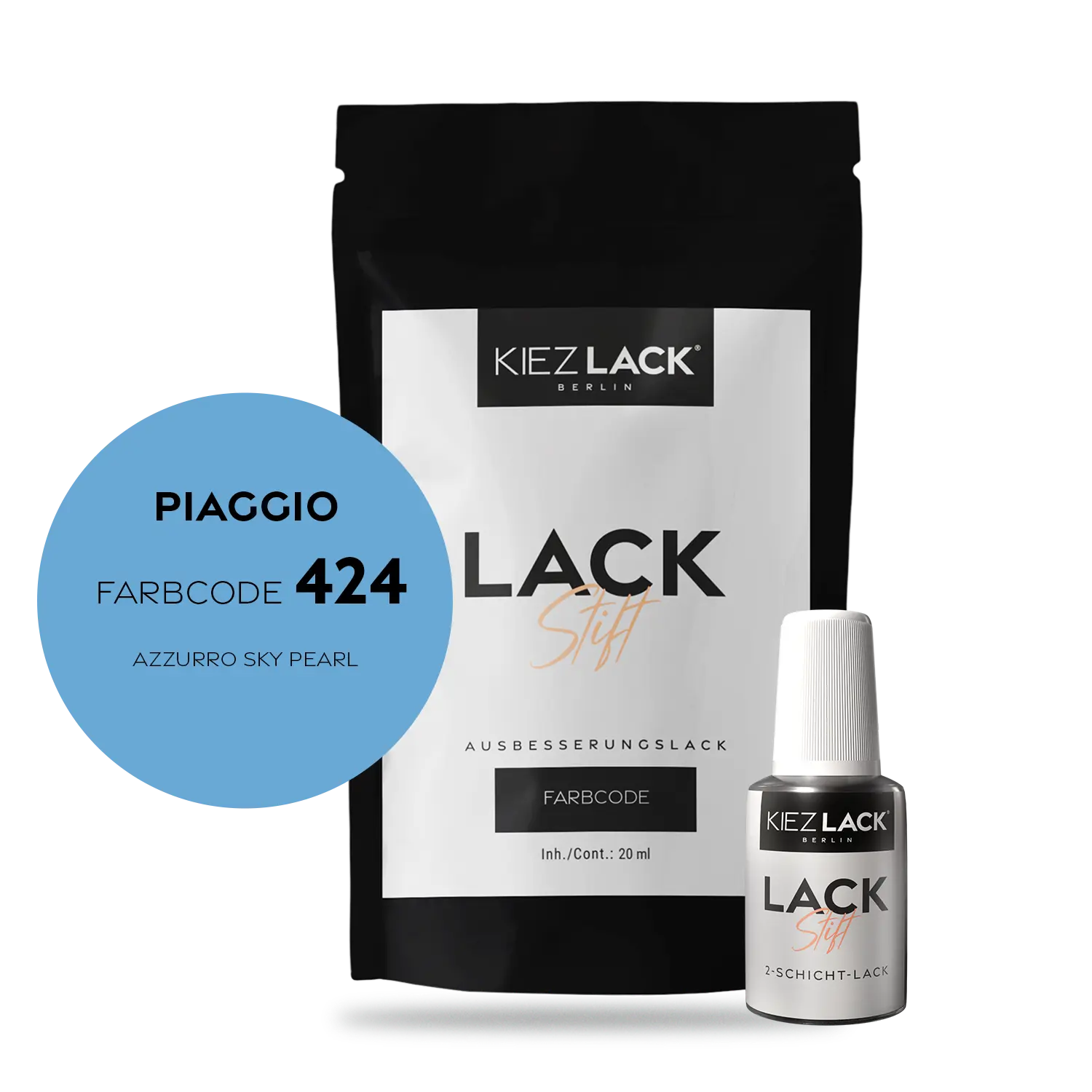Kiezlack Motorradlack Lackstift Piaggio 424 AZZURRO SKY PEARL