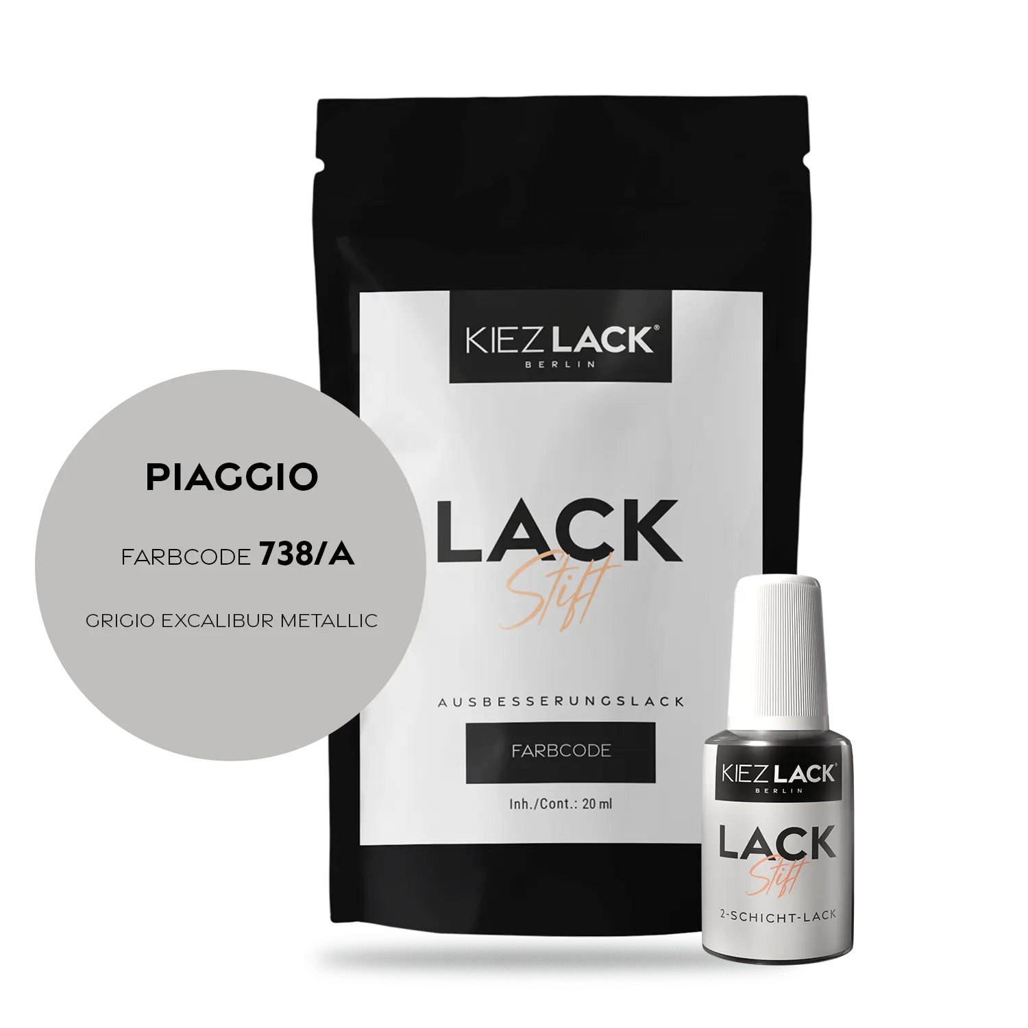 Kiezlack Motorradlack Lackstift Piaggio 738/A GRIGIO EXCALIBUR METALLIC