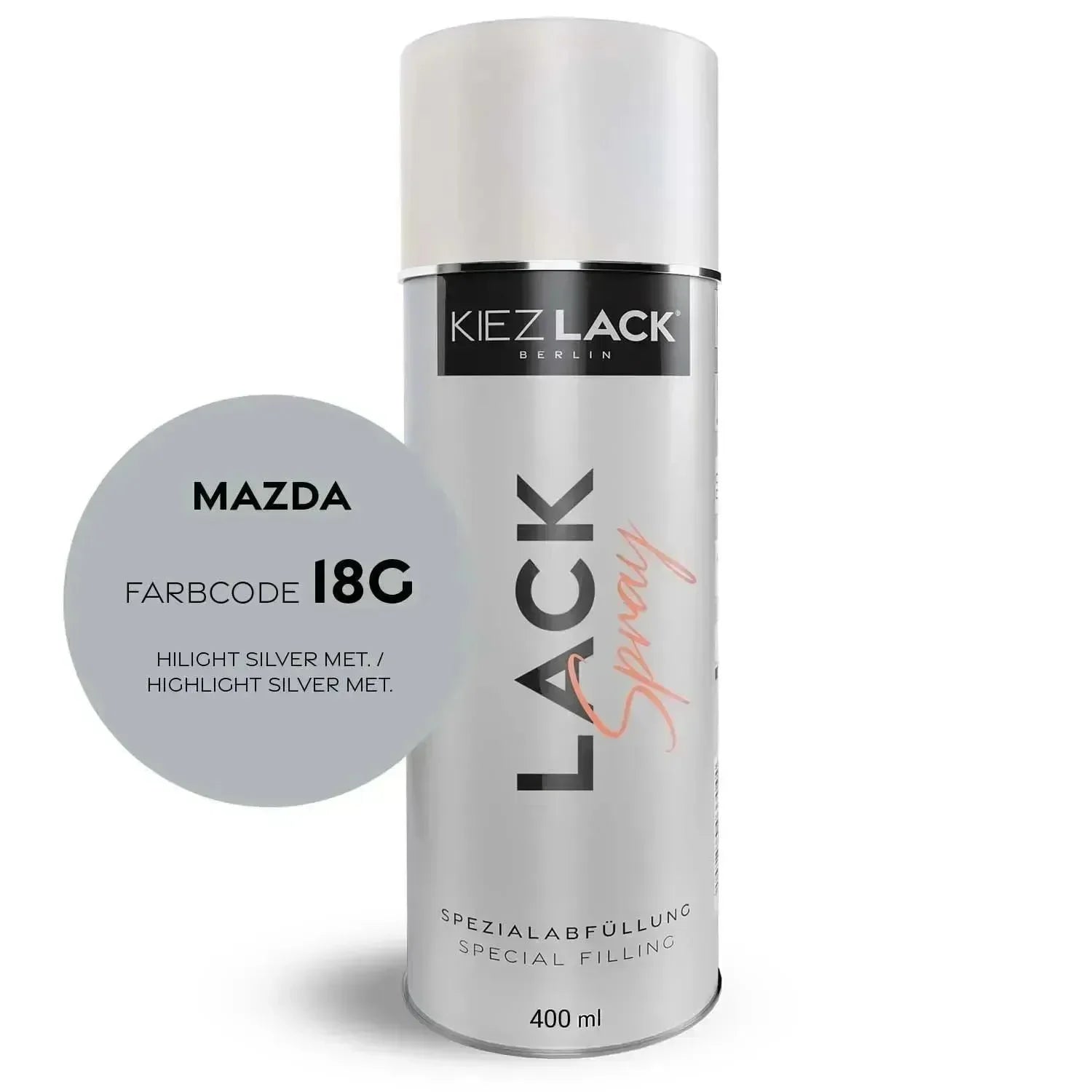Kiezlack Lackspray Autolack Spraydose MAZDA 18G HILIGHT SILVER MET.