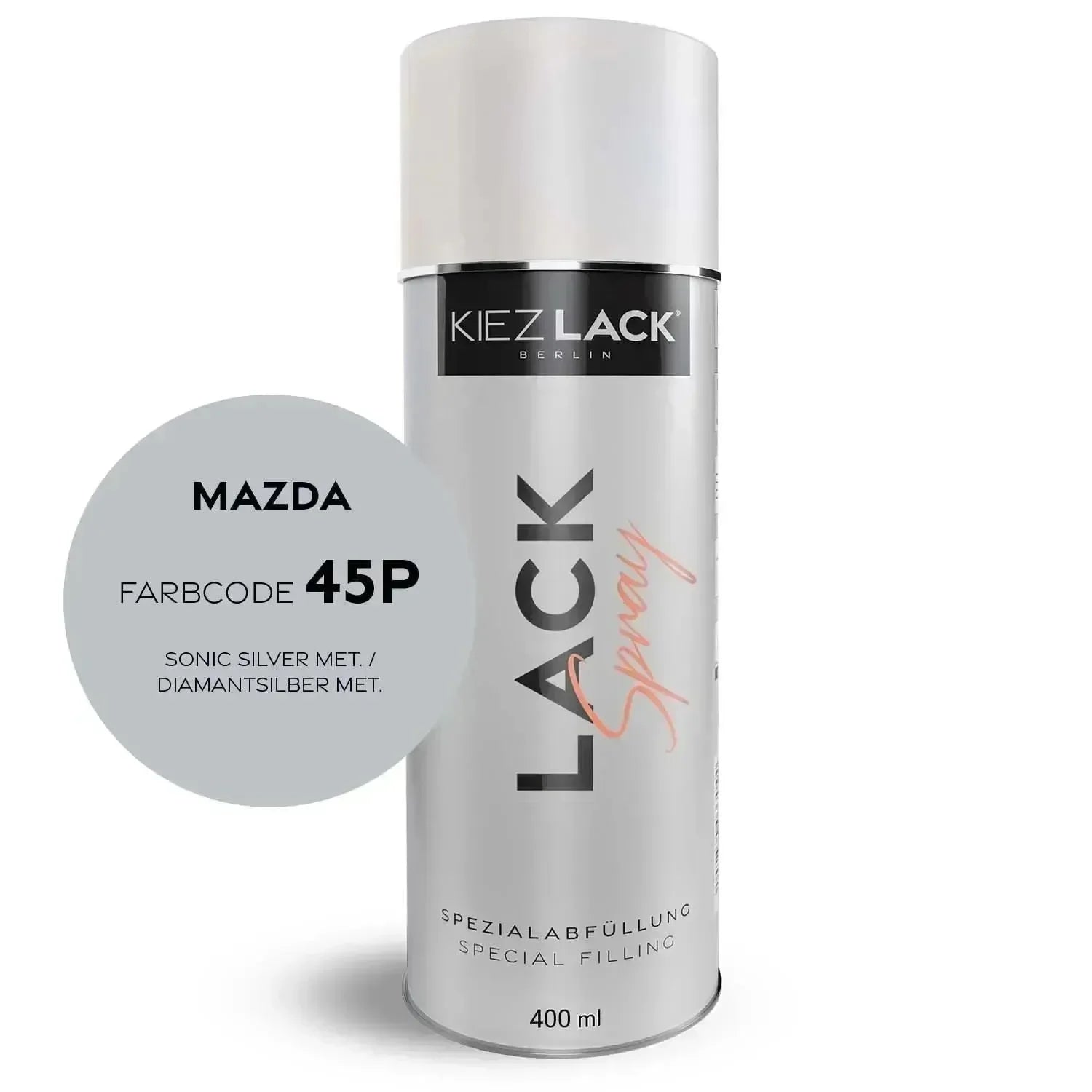 Kiezlack Lackspray Autolack Spraydose MAZDA 45P SONIC SILVER MET.