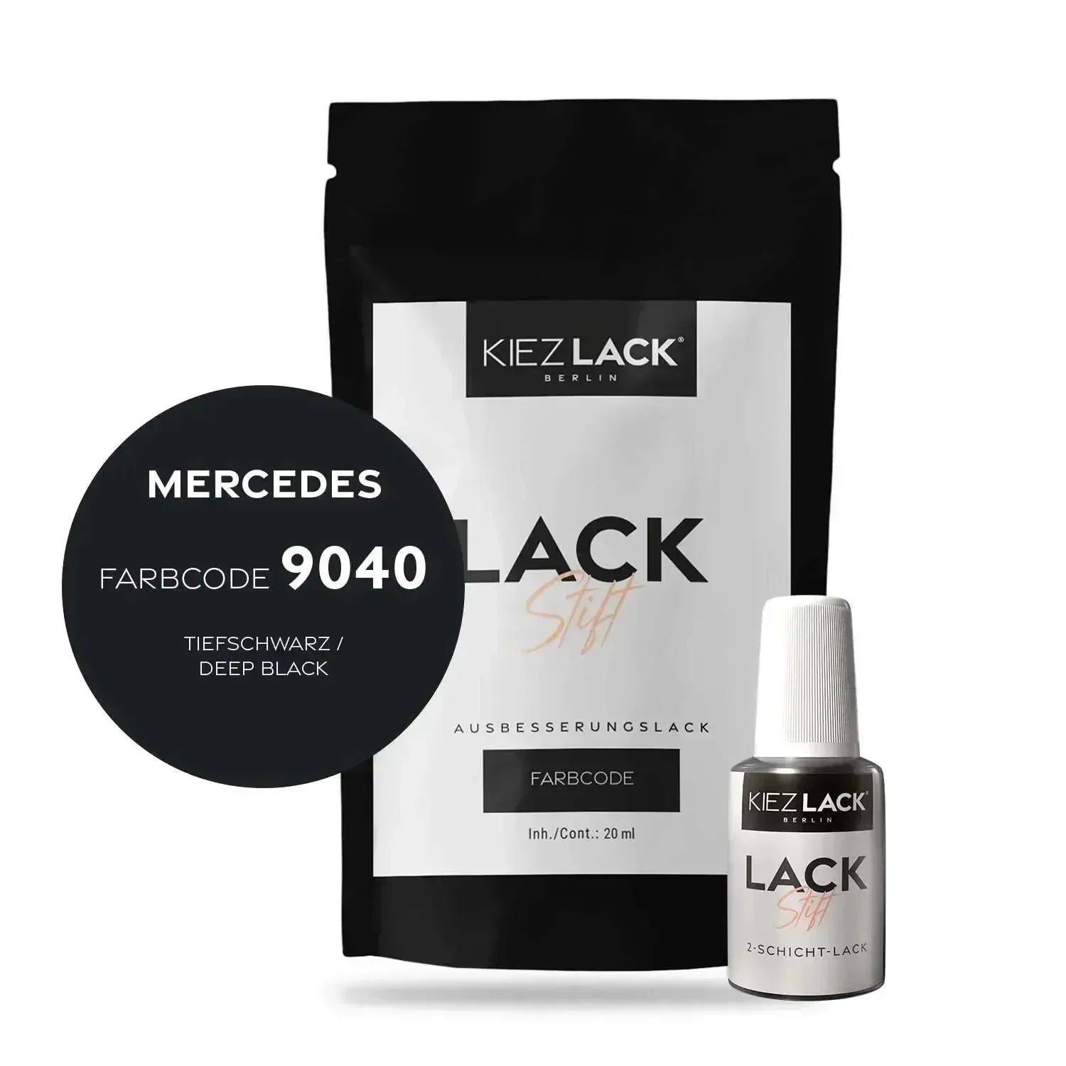 Kiezlack Lackstift Autolack Lackstift MERCEDES 9040 TIEFSCHWARZ