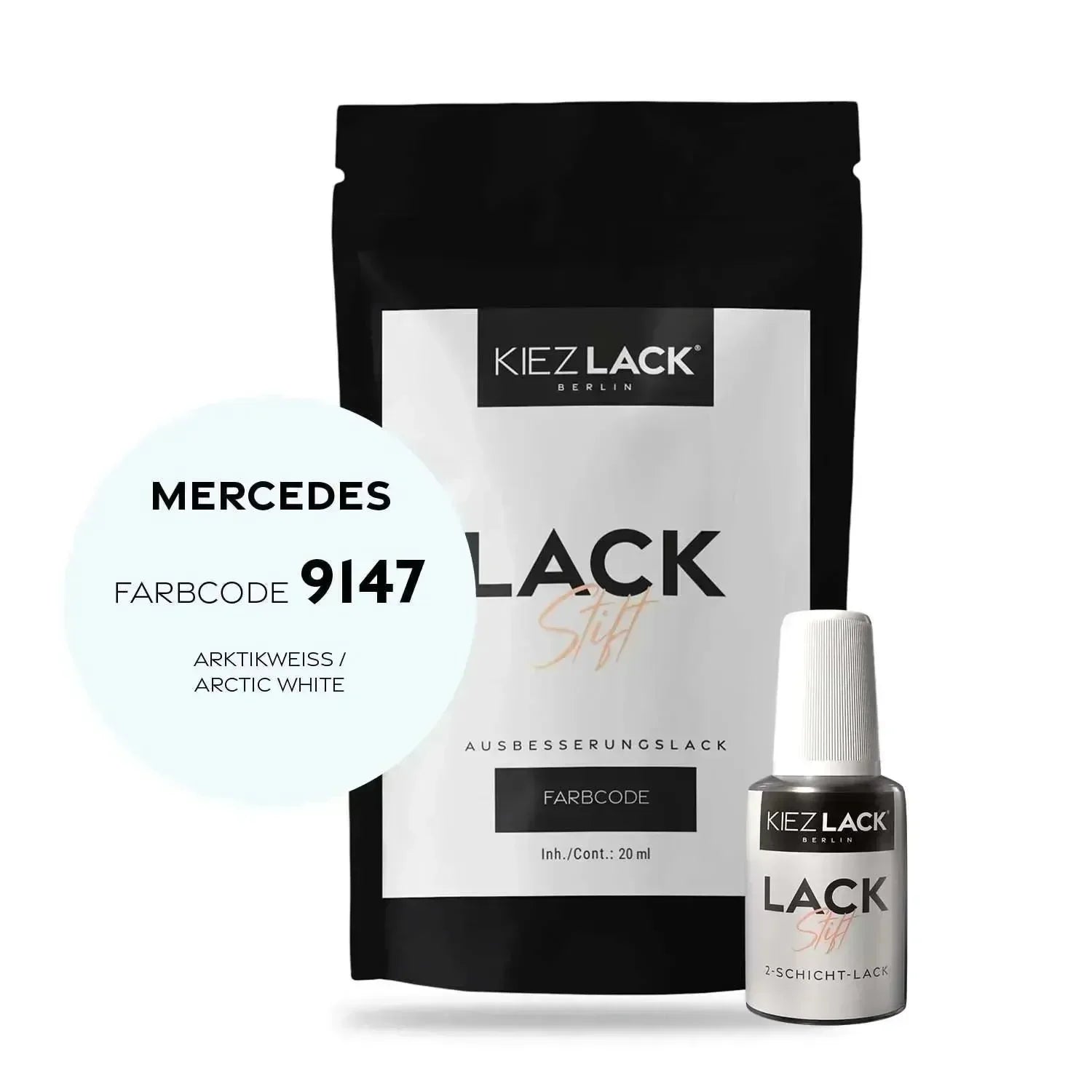 Kiezlack Lackstift Autolack Lackstift MERCEDES 9147 ARKTIKWEISS