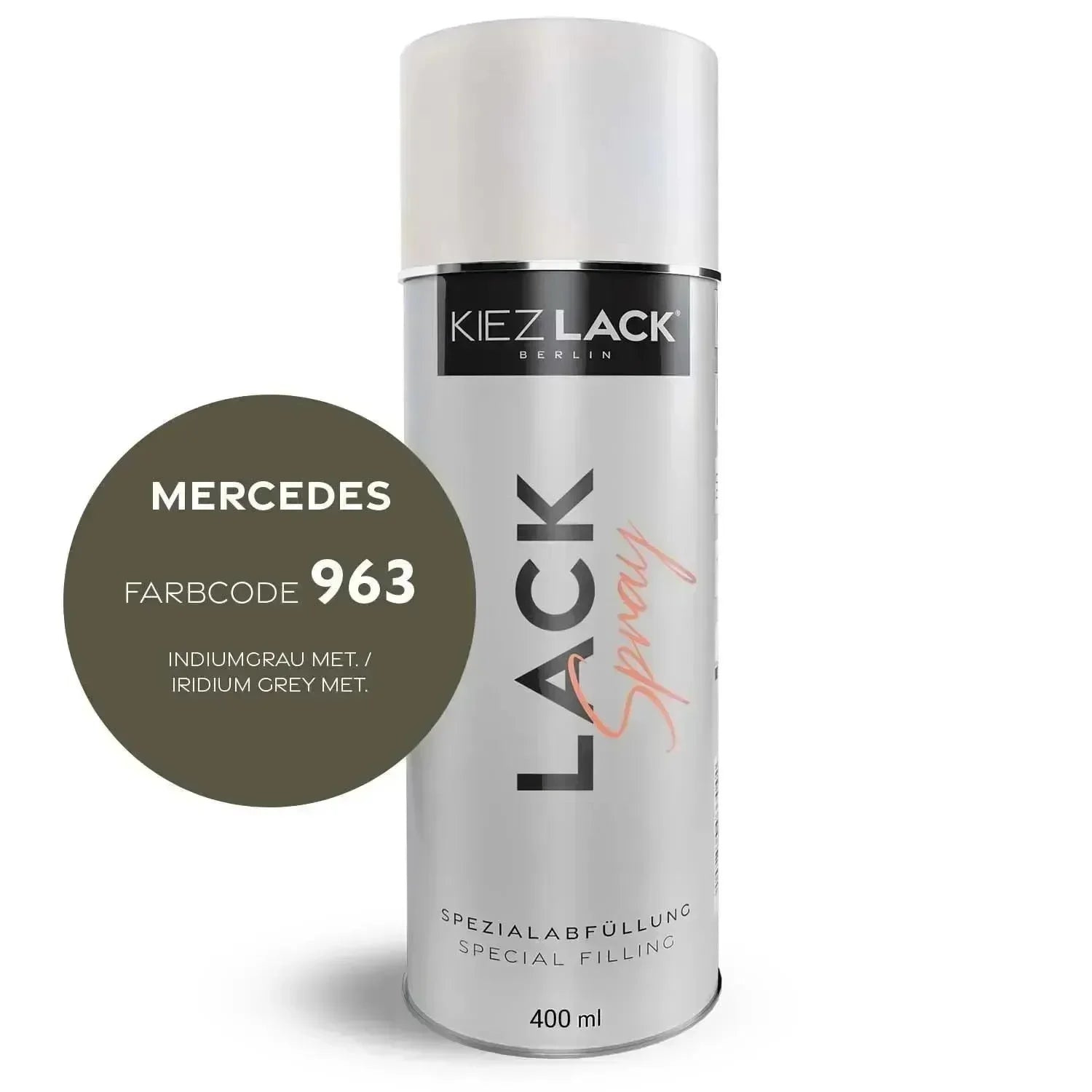 Kiezlack Lackspray Autolack Spraydose MERCEDES 963 INDIUMGRAU MET.