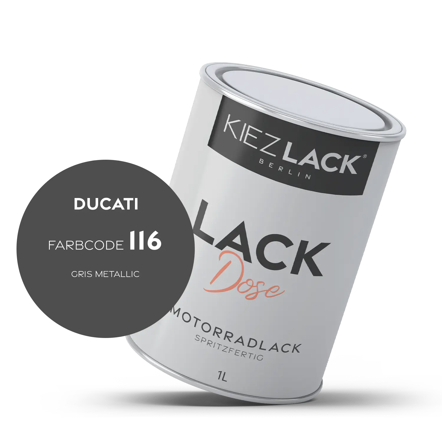 Kiezlack 1K Motorradlack Basislack Lackdose Ducati 116 GRIS METALLIC