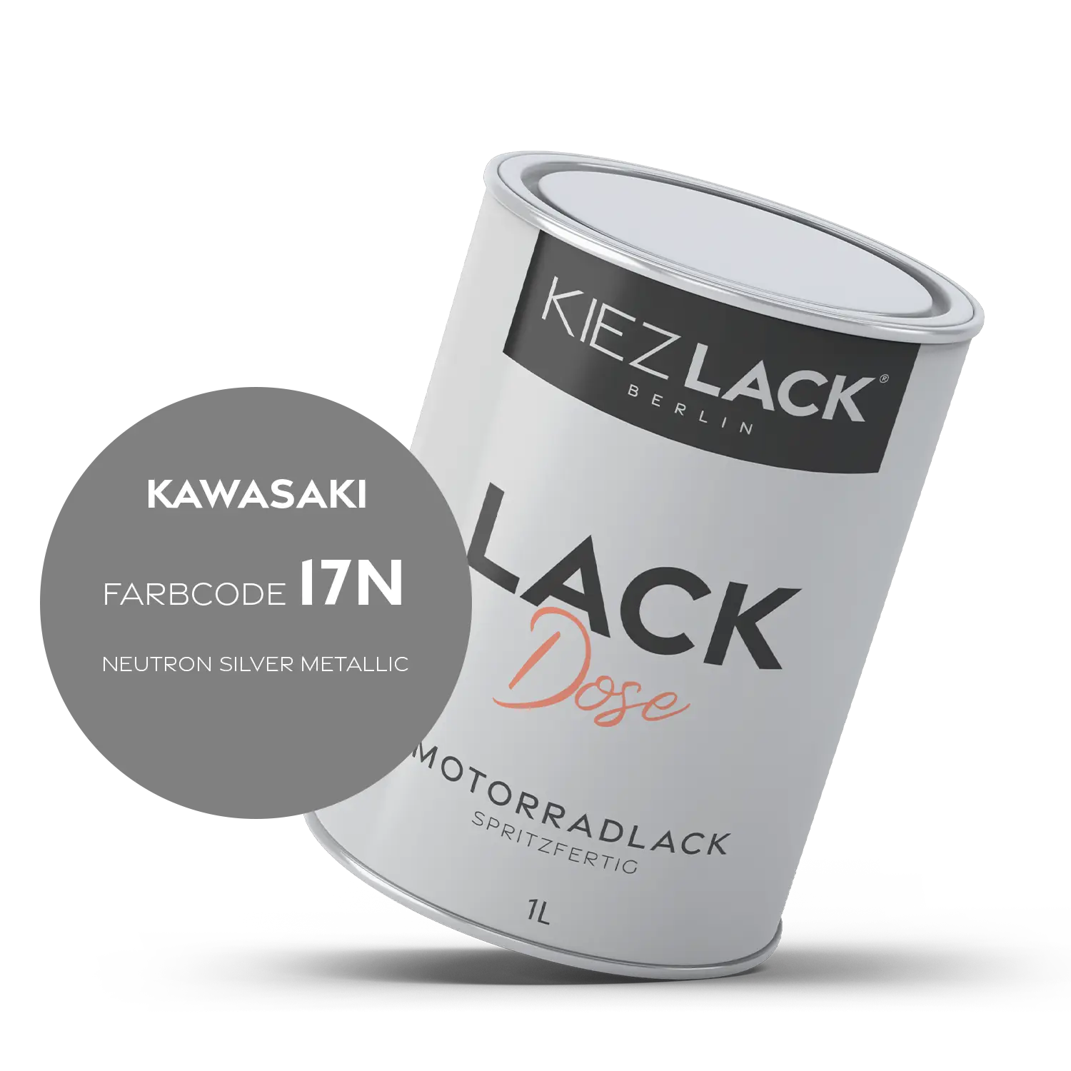 Kiezlack 1K Motorradlack Basislack Lackdose Kawasaki 17N NEUTRON SILVER METALLIC