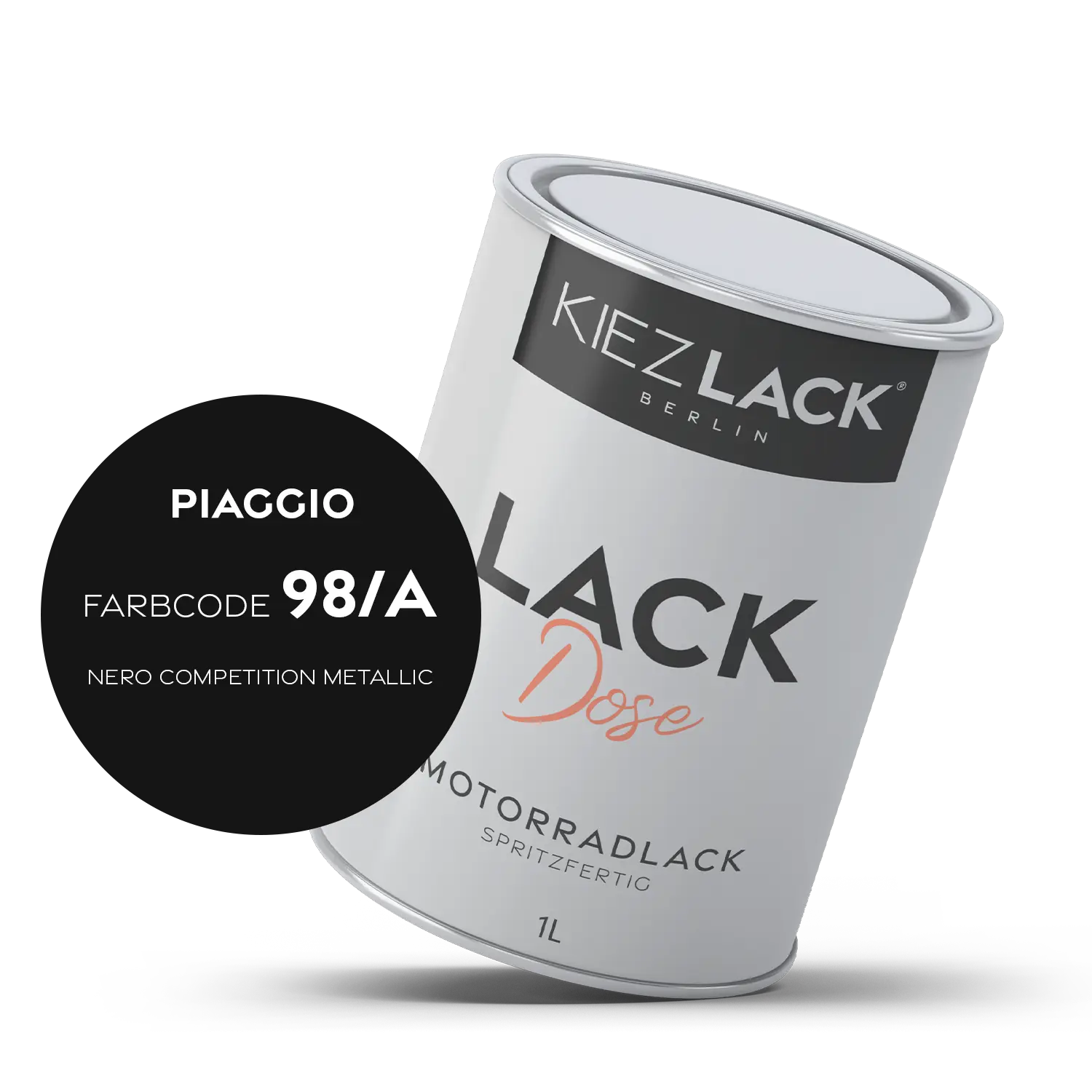 Kiezlack 1K Motorradlack Basislack Lackdose Piaggio 98/A NERO COMPETITION METALLIC