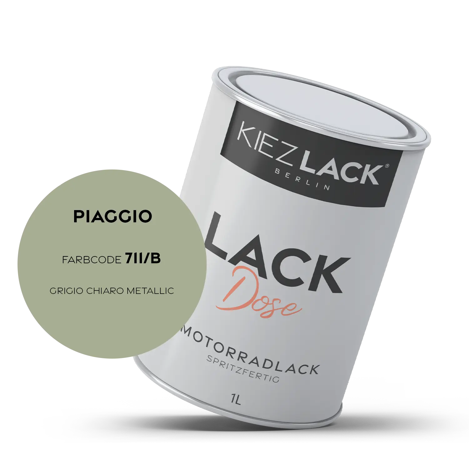 Kiezlack 1K Motorradlack Basislack Lackdose Piaggio 711/B GRIGIO CHIARO METALLIC