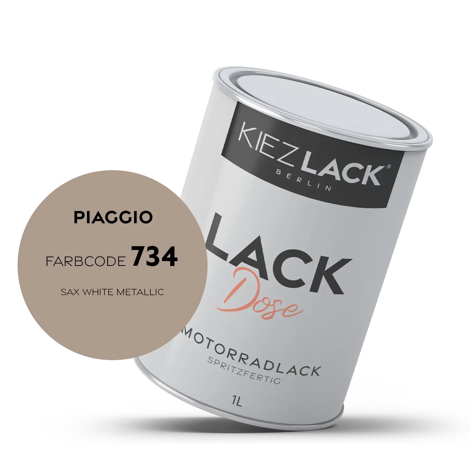 Kiezlack 1K Motorradlack Basislack Lackdose Piaggio 734 SAX WHITE METALLIC