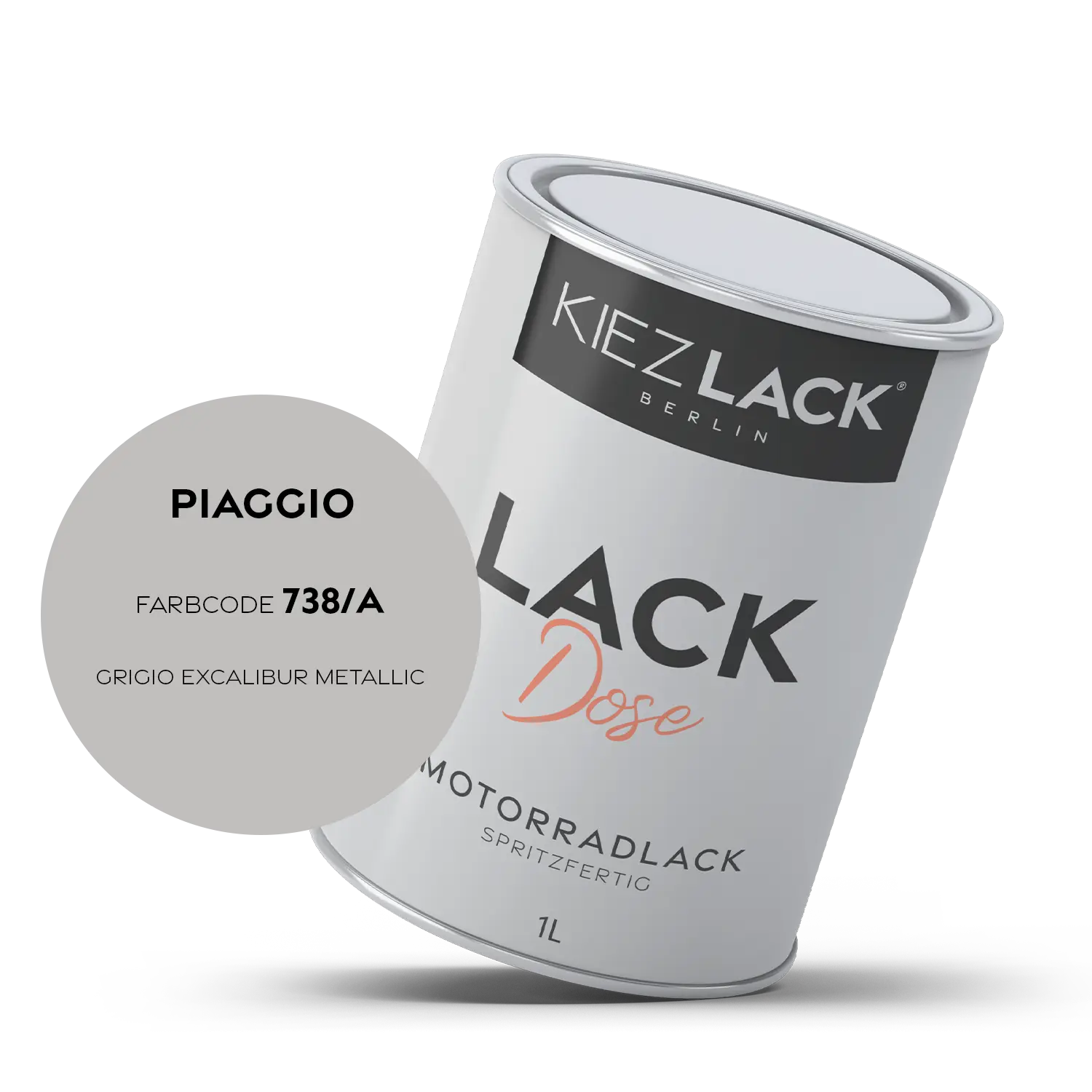 Kiezlack 1K Motorradlack Basislack Lackdose Piaggio 738/A GRIGIO EXCALIBUR METALLIC