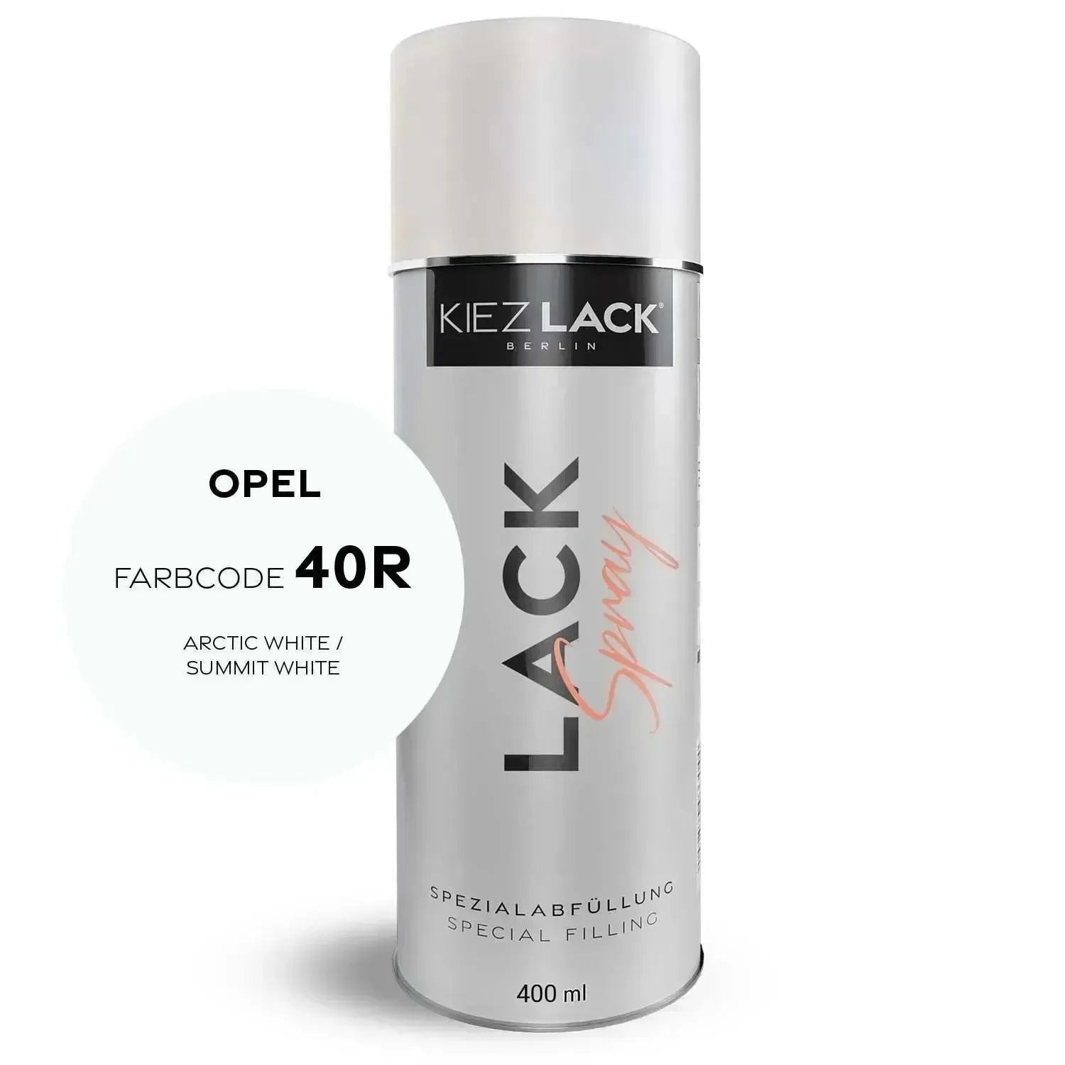 Kiezlack Lackspray Autolack Spraydose OPEL 40R ARCTIC WHITE
