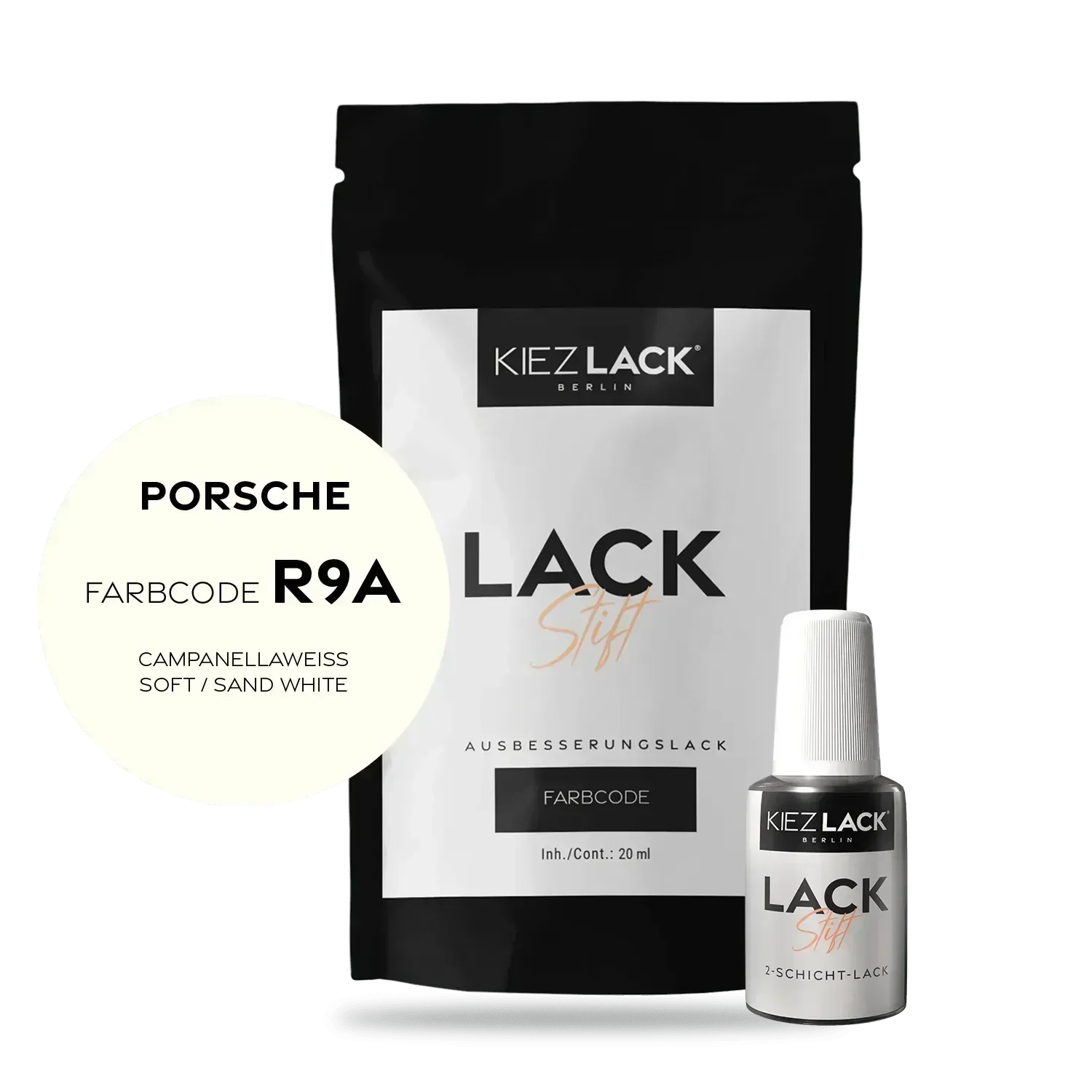 Kiezlack Lackstift Autolack Lackstift PORSCHE R9A CAMPANELLAWEISS