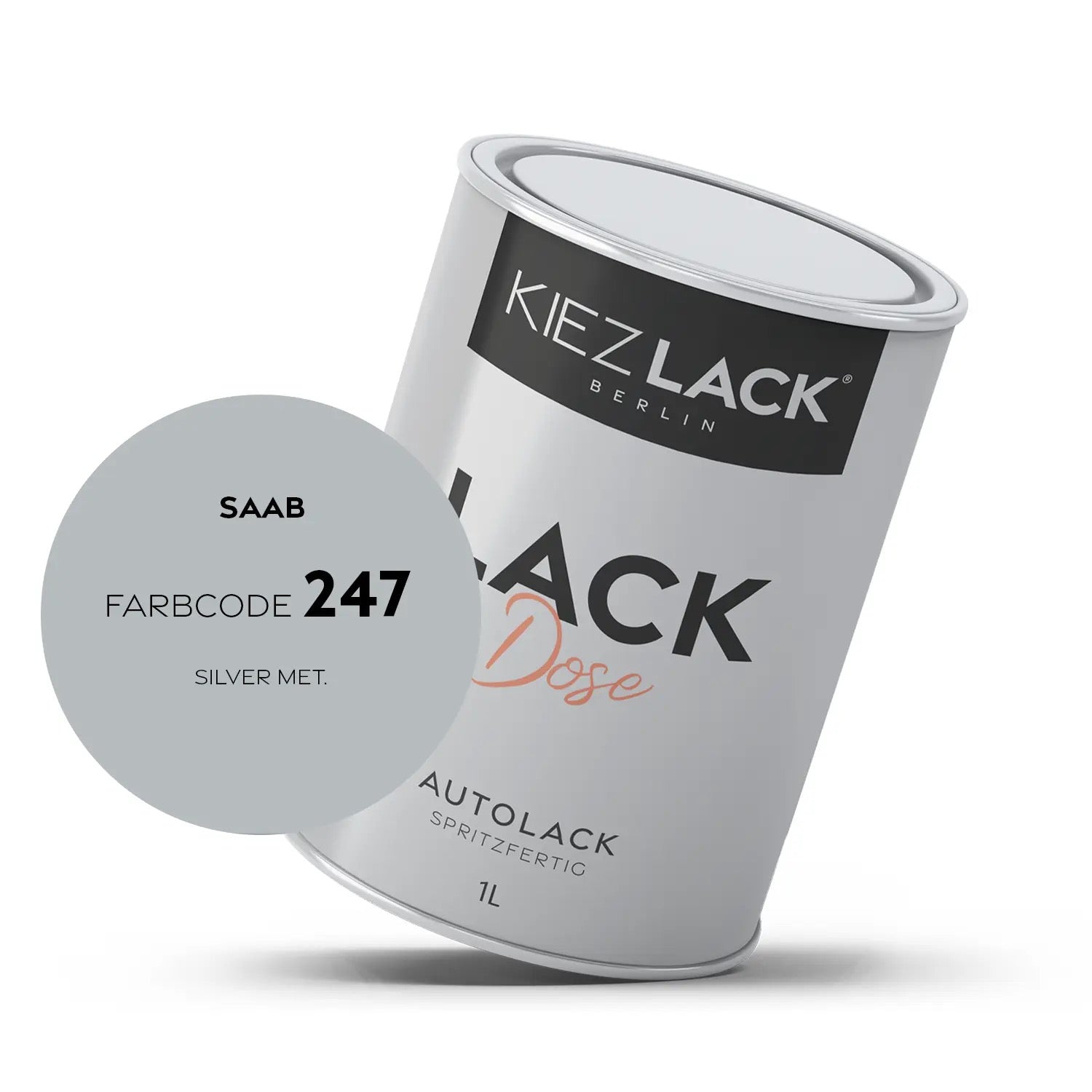 Kiezlack 1K Autolack Lackdose Basislack spritzfertig SAAB 247 SILVER MET.