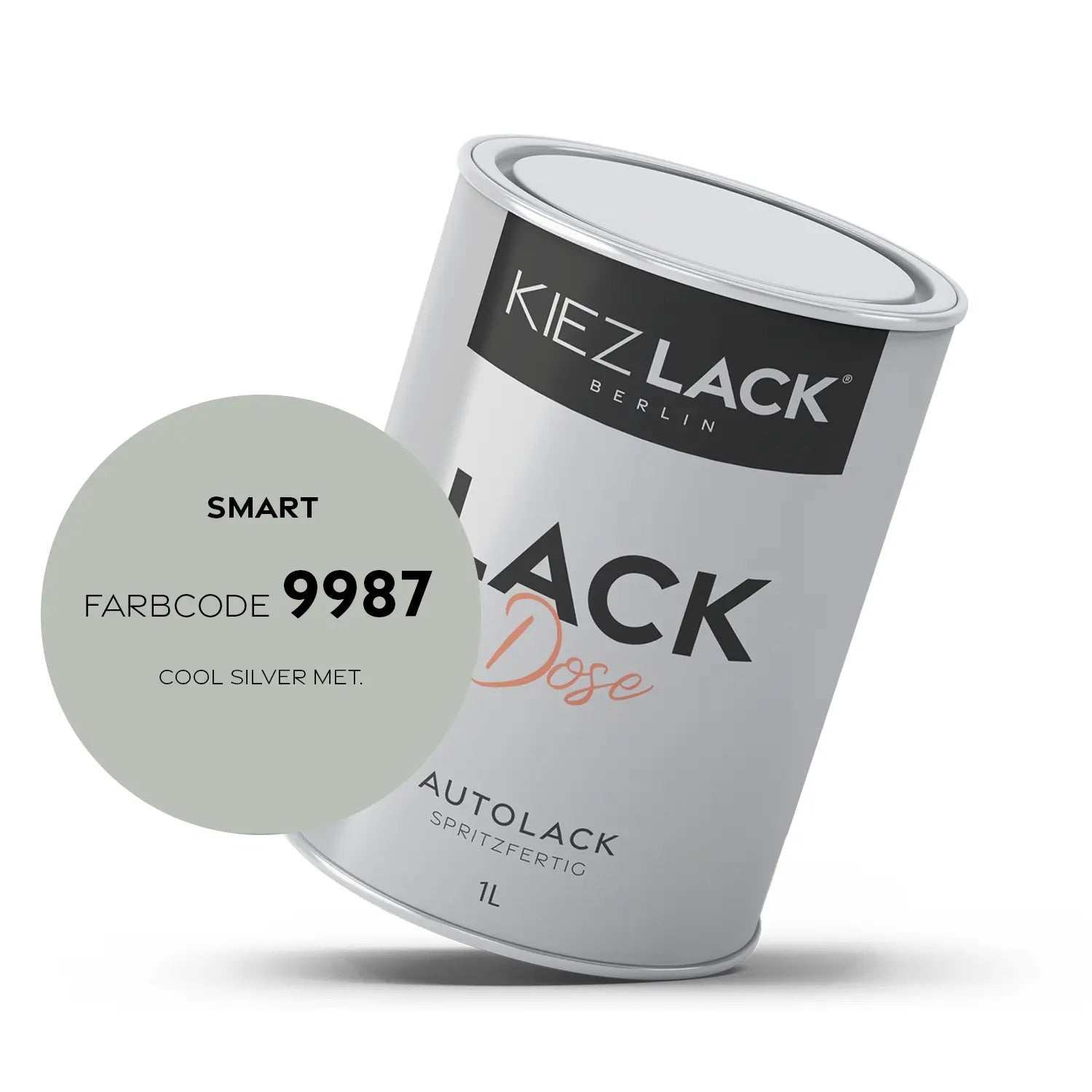 Kiezlack 1K Autolack Lackdose Basislack spritzfertig SMART 9987 COOL SILVER MET.