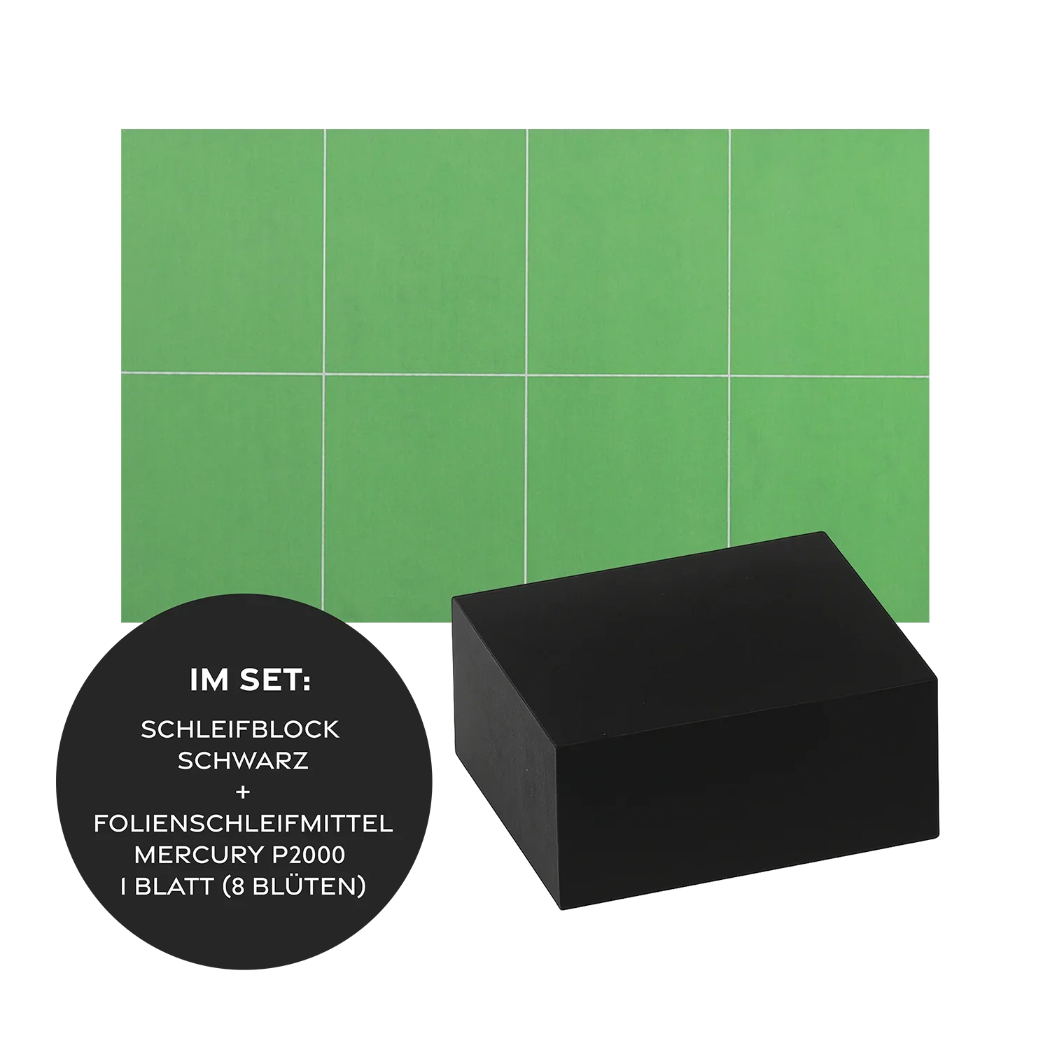Carsystem Schleifblock Schwarz + Folienschleifmittel Mercury P2000 1 Blatt (8 Blüten) ProFlex Mercury Schleifblock 27x33 mm (hart, schwarz) – Spot-Repair Block