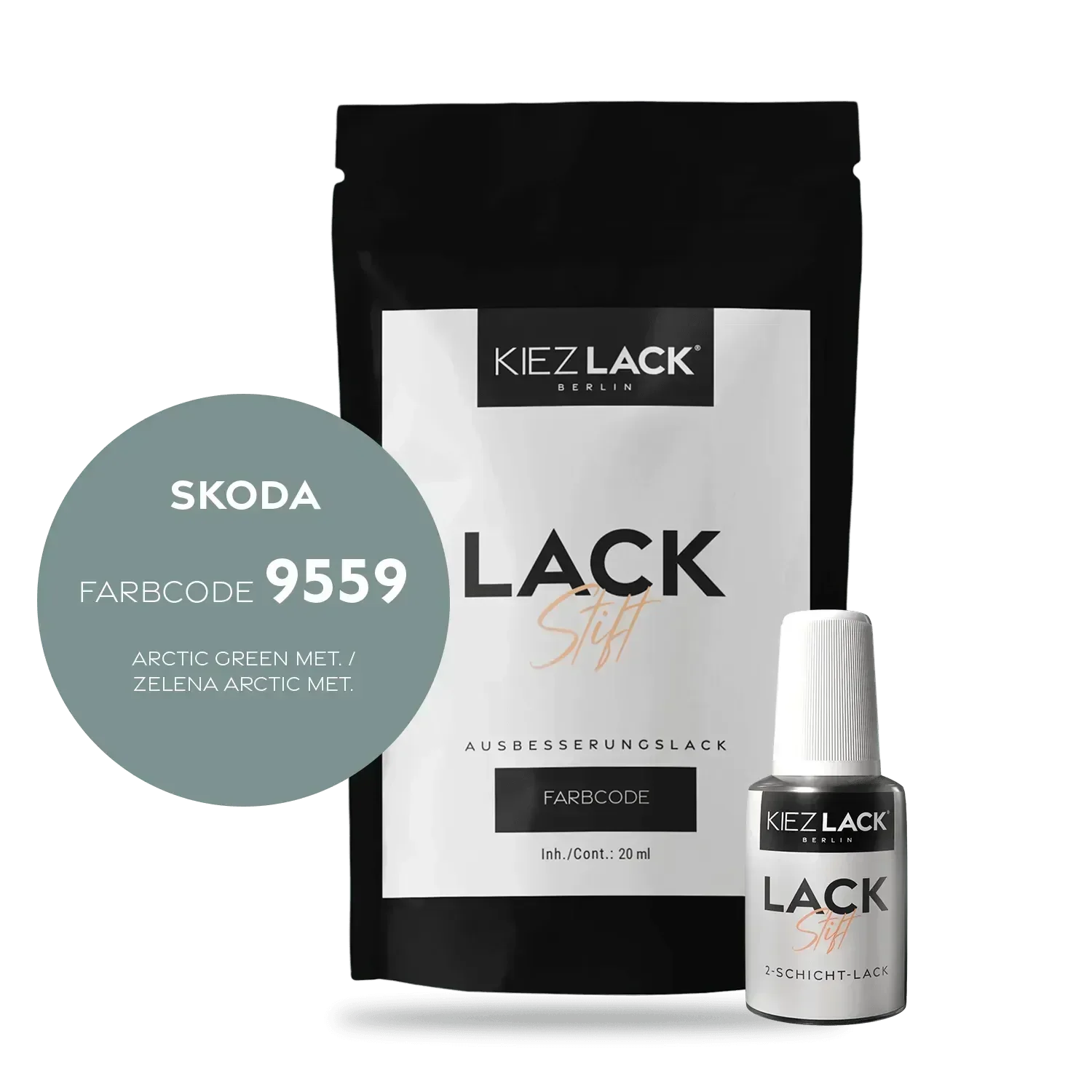 Kiezlack Lackstift Autolack Lackstift Skoda 9559 ARCTIC GREEN MET.