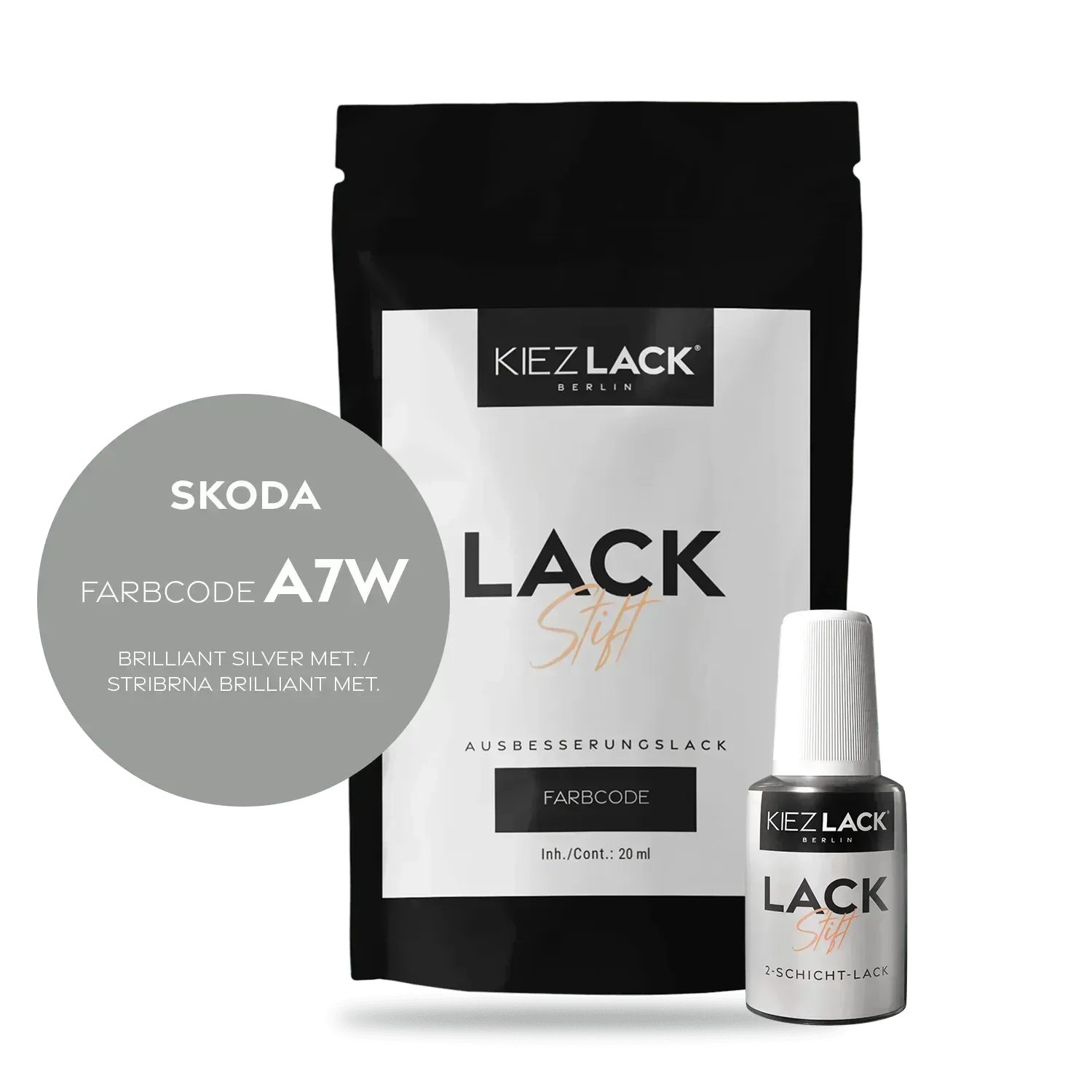 Kiezlack Lackstift Autolack Lackstift Skoda A7W BRILLIANT SILVER MET.