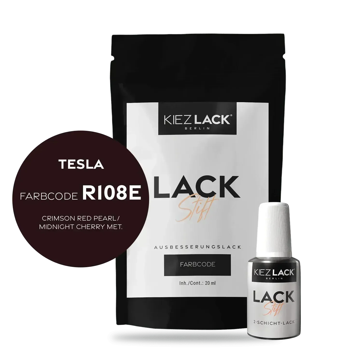 Kiezlack Lackstift Autolack Lackstift TESLA R108E CRIMSON RED PEARL